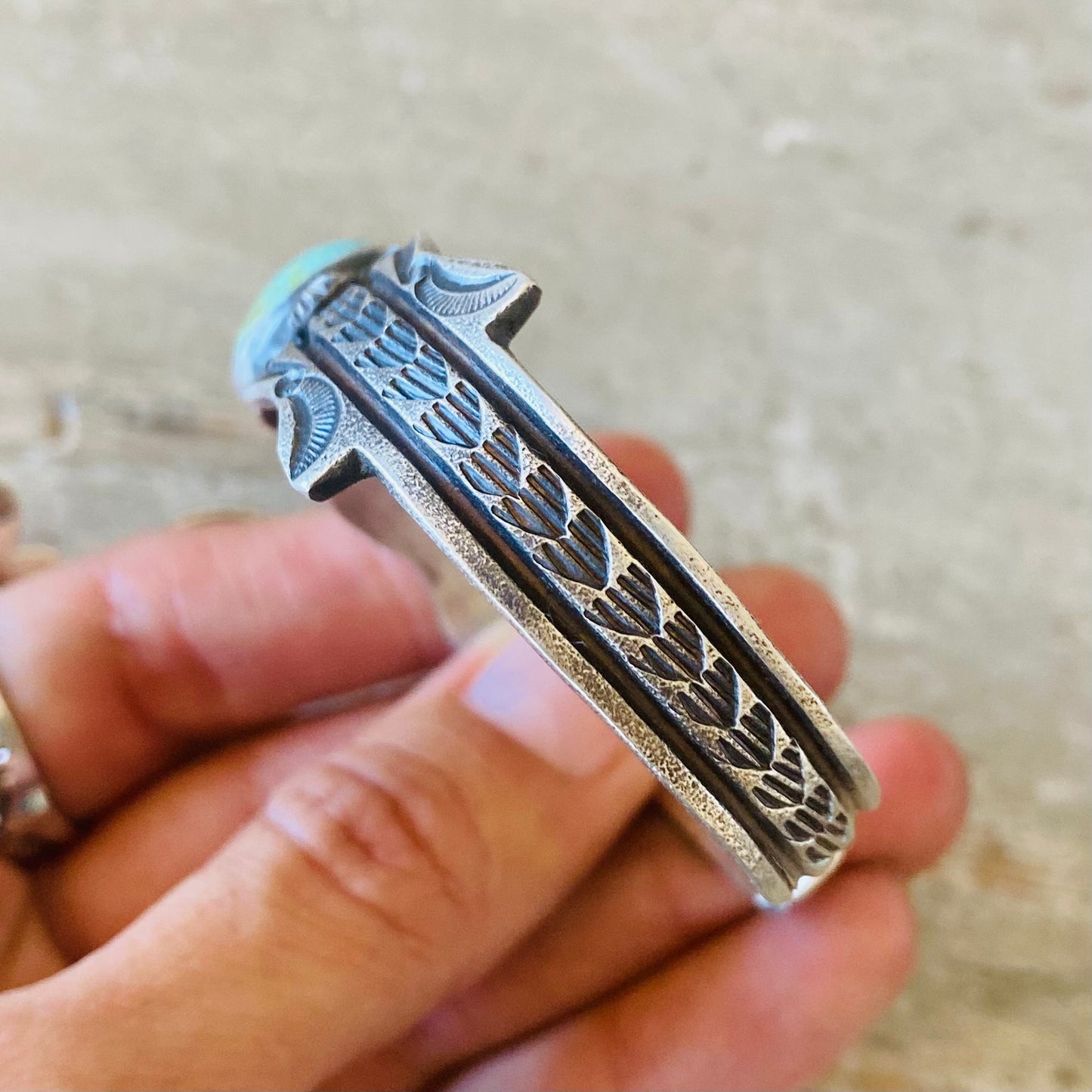 Navajo Kindale Billah Sterling Silver & Kingman Turquoise Stacker Cuff
