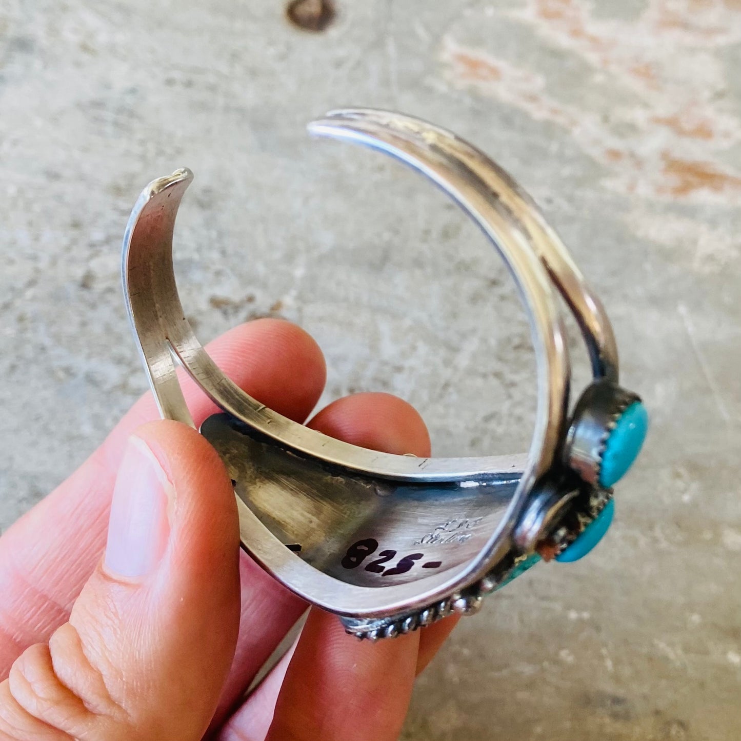 Navajo Lorenzo & Jerilyn Chee Sterling Silver & Campitos Turquoise Heart Cuff