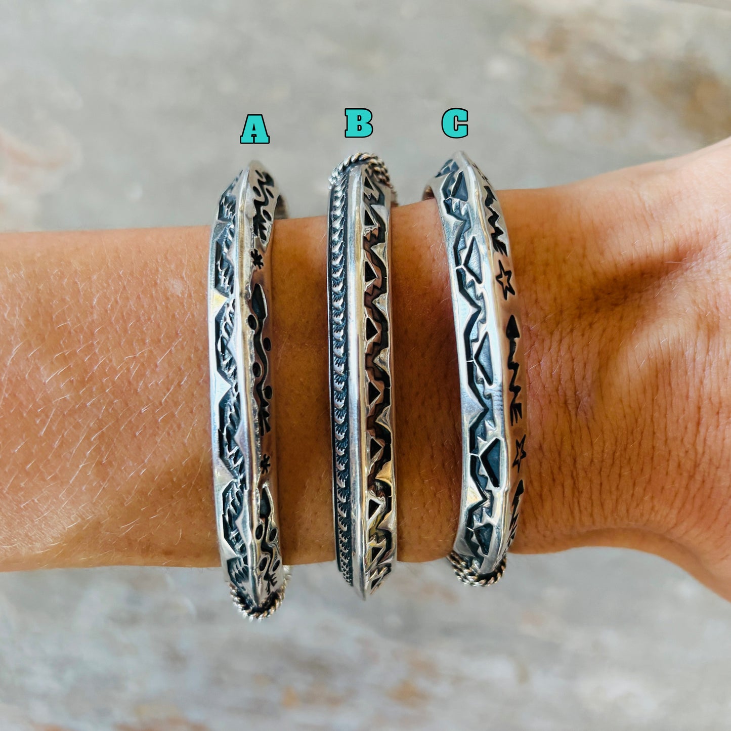 Navajo Delayne Reeves Sterling Silver Carinated Arrow Cuffs
