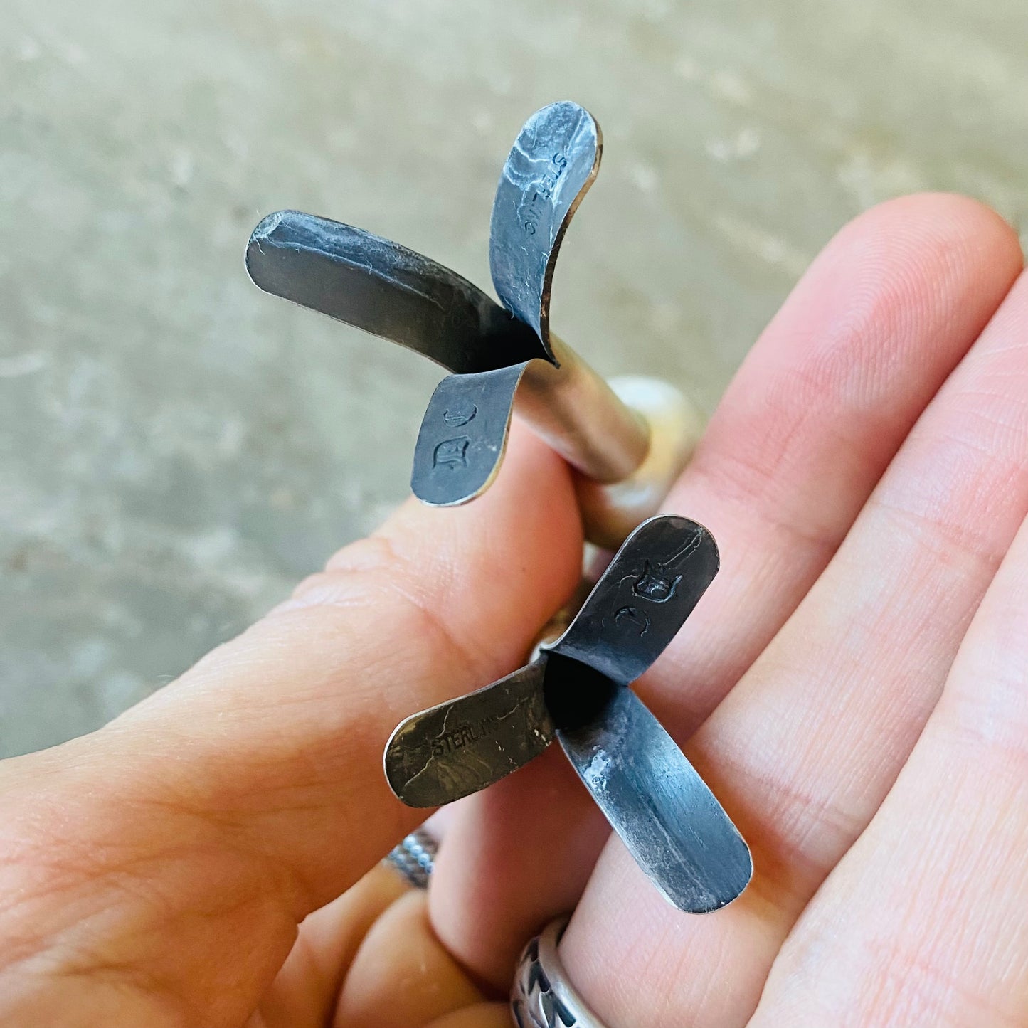 Navajo Derrick Cadman Sterling Silver Blossom Earrings