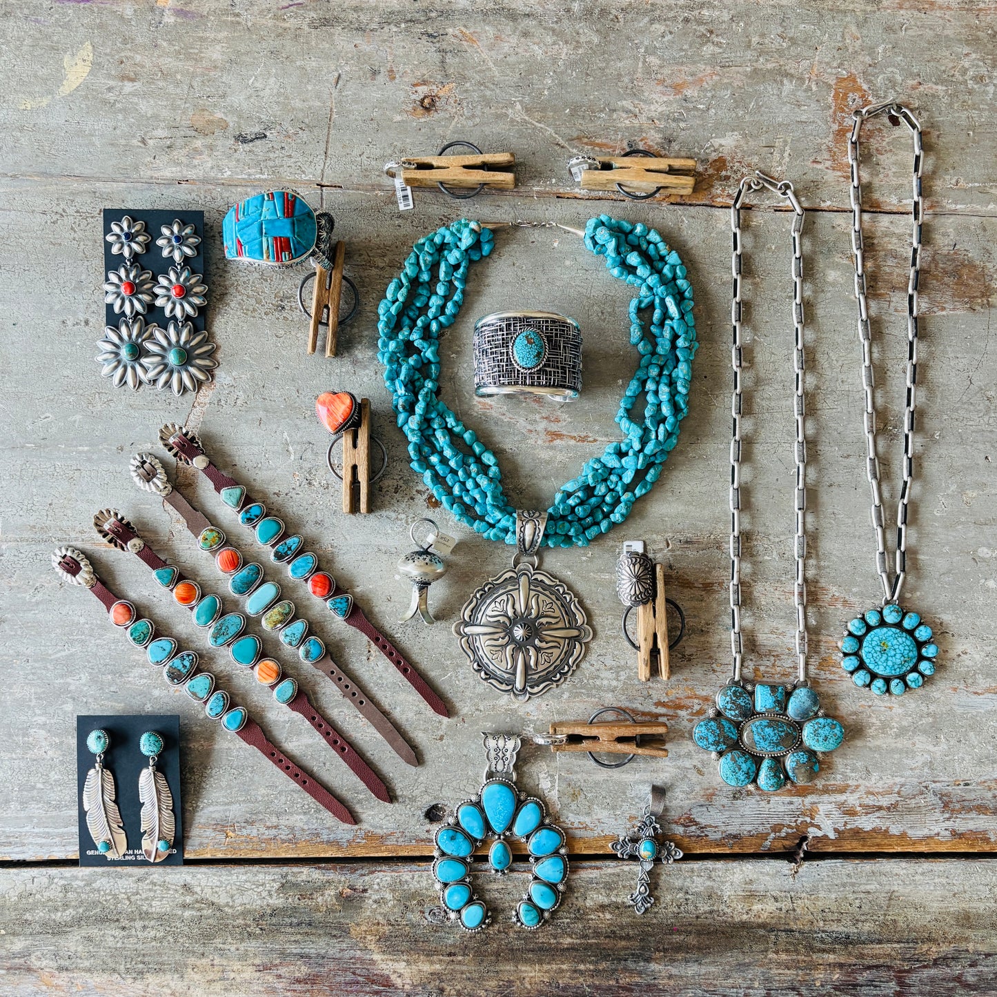 Navajo Lester James Sterling Silver - Red Coral & Kingman Turquoise Cobblestone Cuff