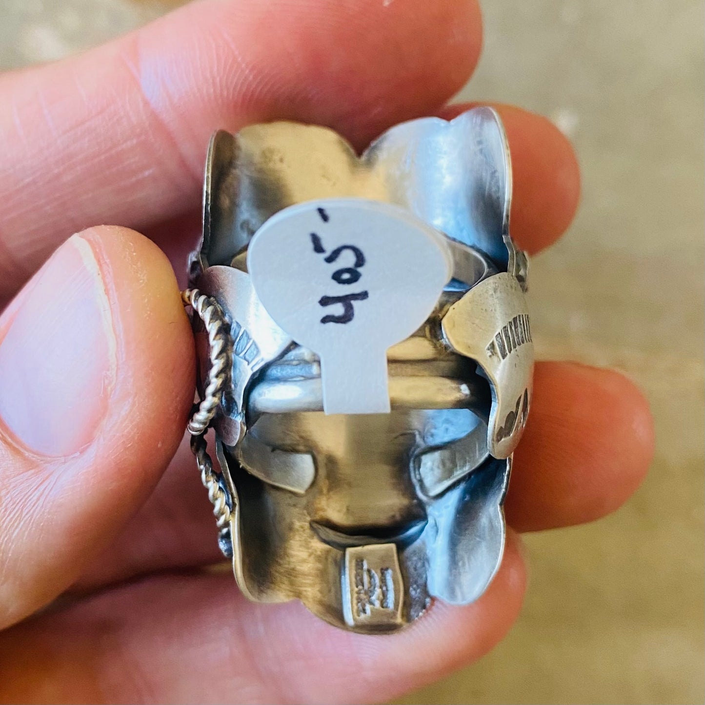 Navajo Tim Yazzie Sterling Silver & Kingman Turquoise Saddle Ring