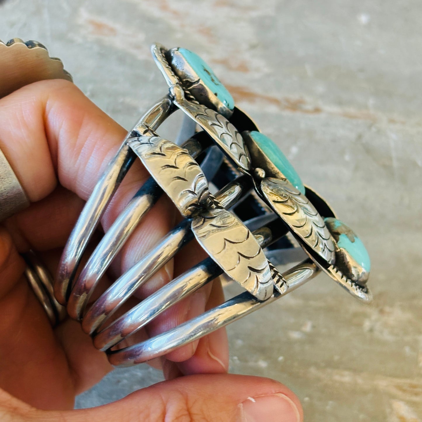 Navajo Vintage Wilson Begay Sterling Silver & Turquoise Cuff
