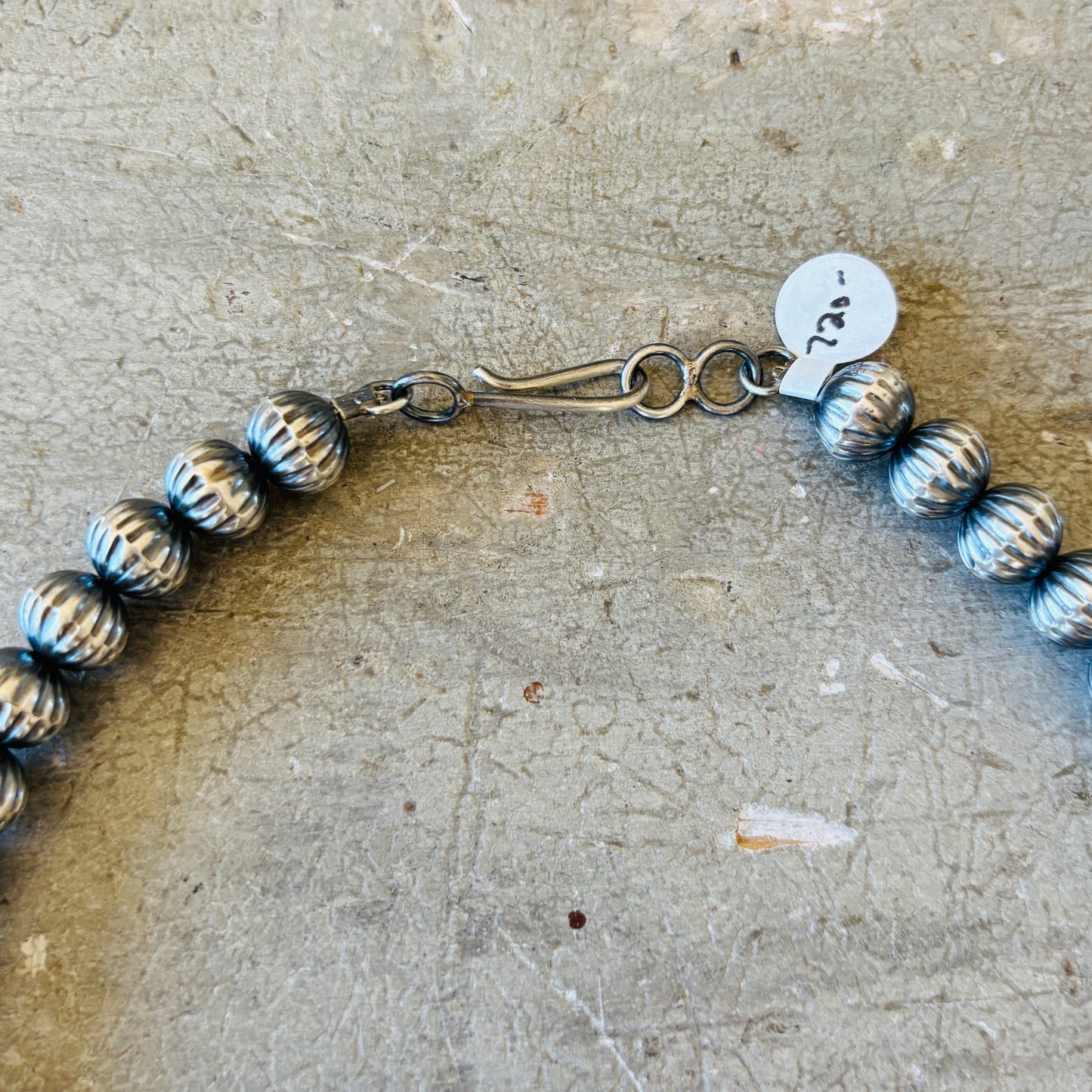 Navajo Preston Haley Sterling Silver 9mm Handmade Fluted Pearls Necklace