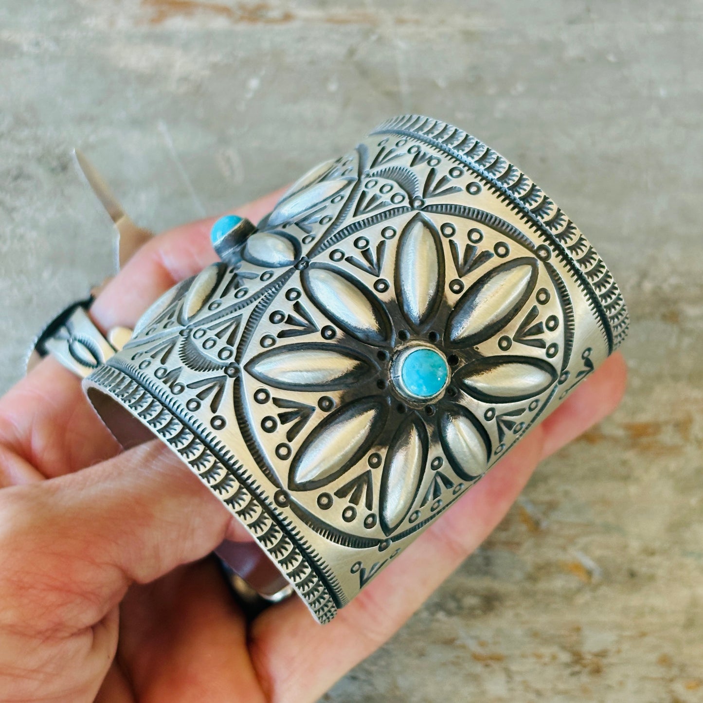 Navajo Herman Smith Sterling Silver & Turquoise Cuff