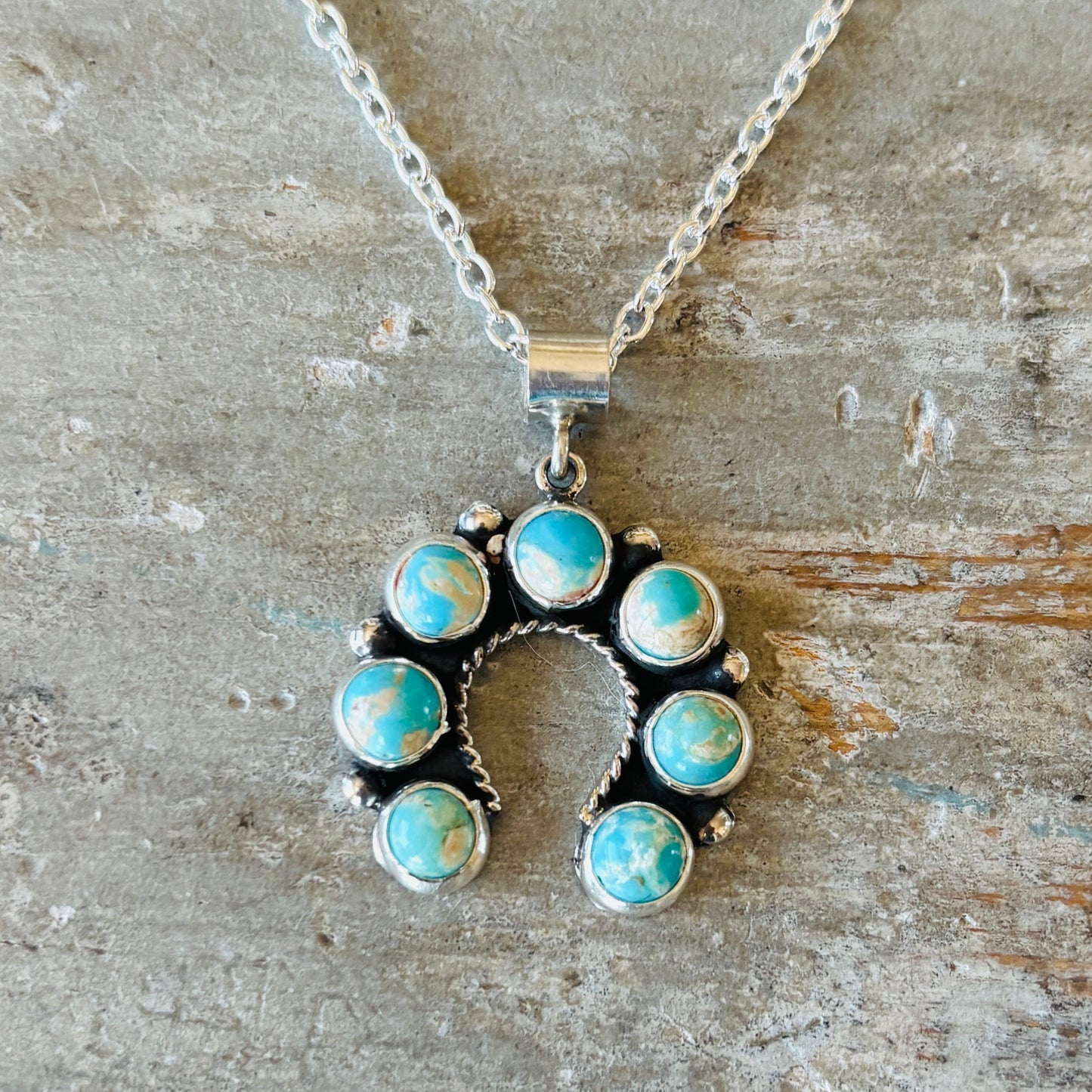 New Navajo Martin Perry Sterling Silver & Turquoise Naja Pendant