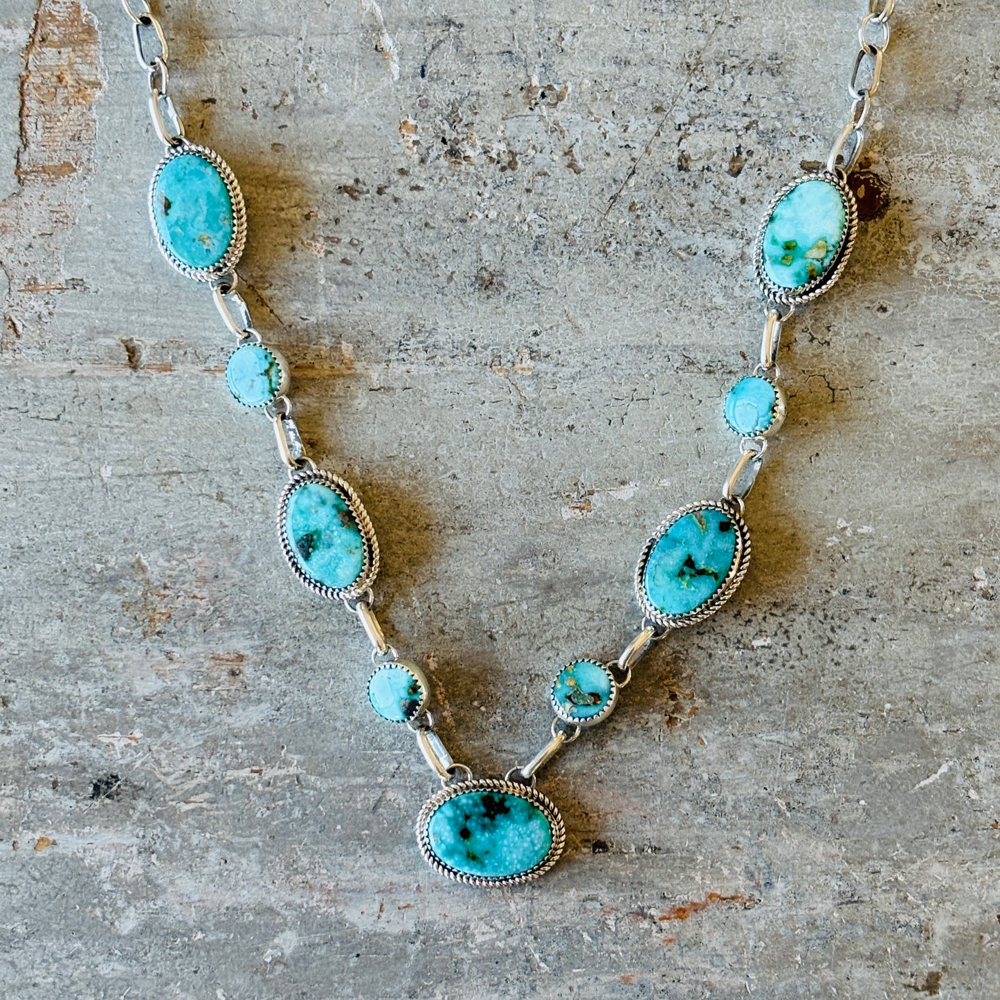 Navajo Renyold Begay Sterling Silver & Sonoran Mountain Turquoise Necklace