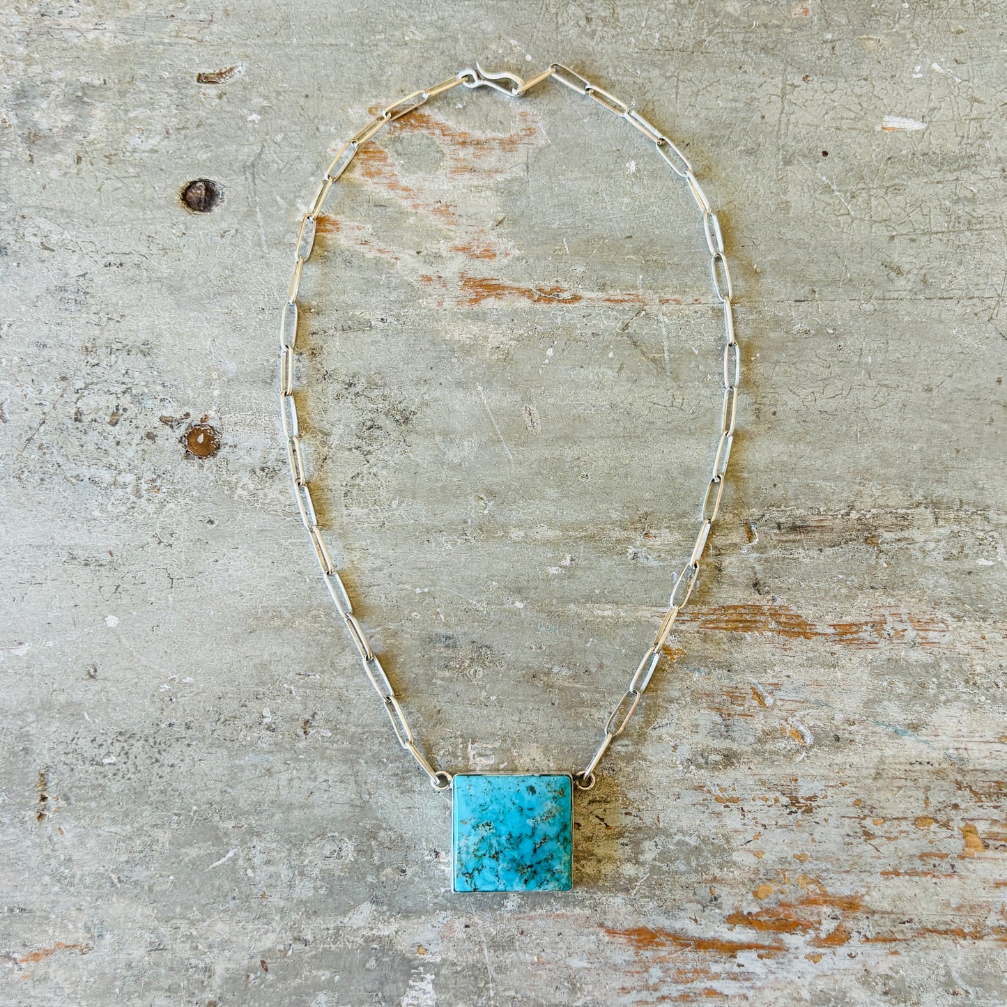 Navajo Mildred Parkhurst Sterling Silver & Kingman Turquoise Necklace