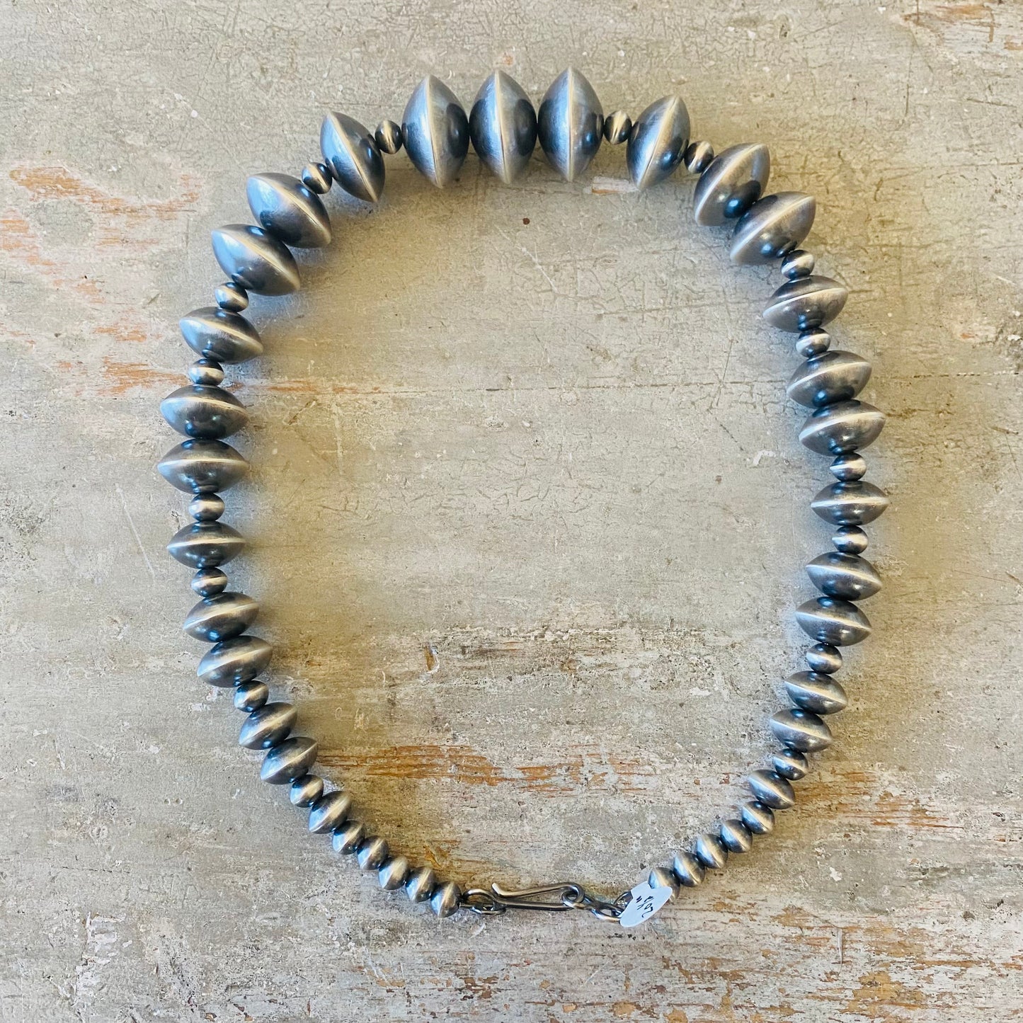 Navajo Tonisha Haley Sterling Silver Fancy Graduated Handmade Pearls Necklace