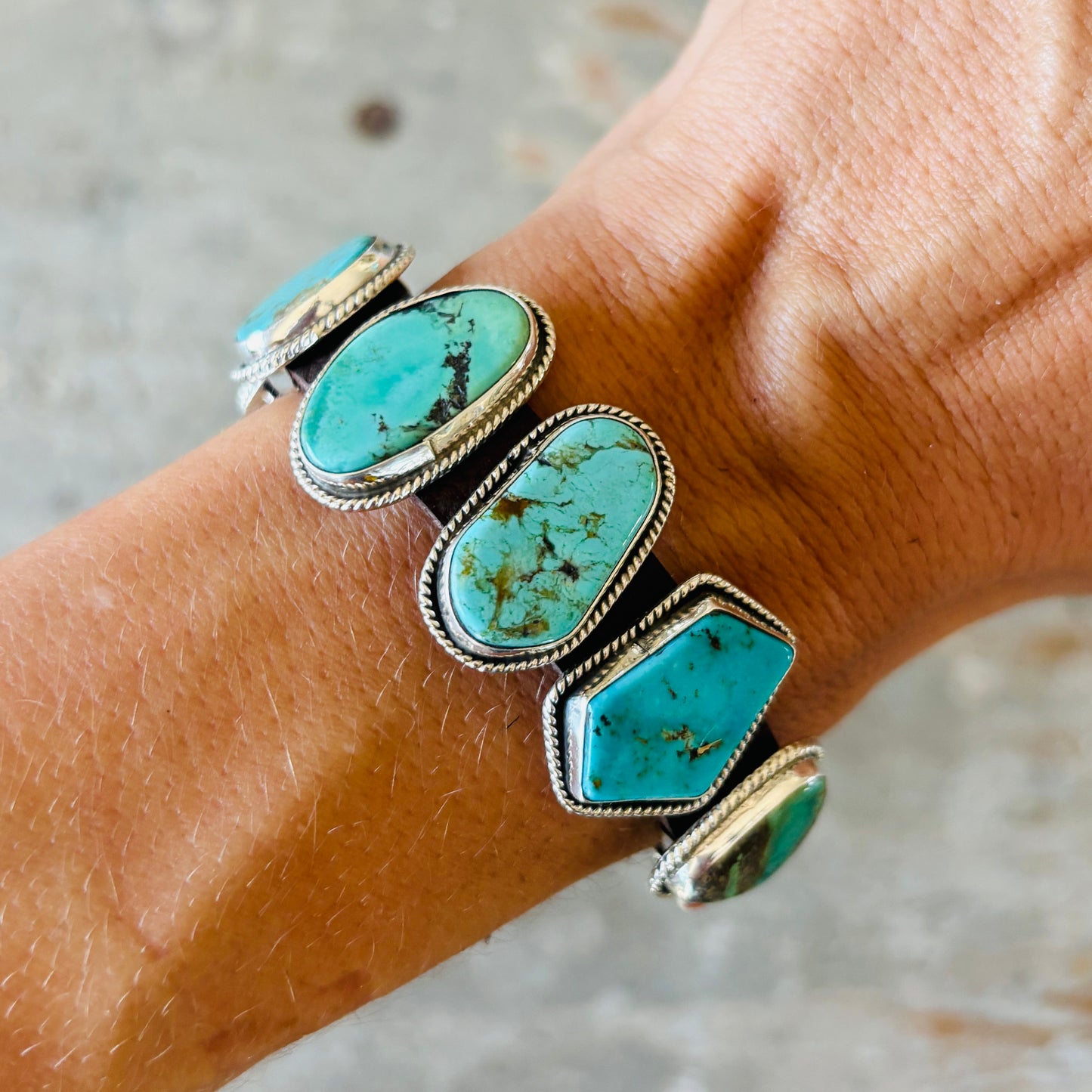 Navajo Dan Morgan Sterling Silver - Orange Spiny & Multi Turquoise Concho Bracelet