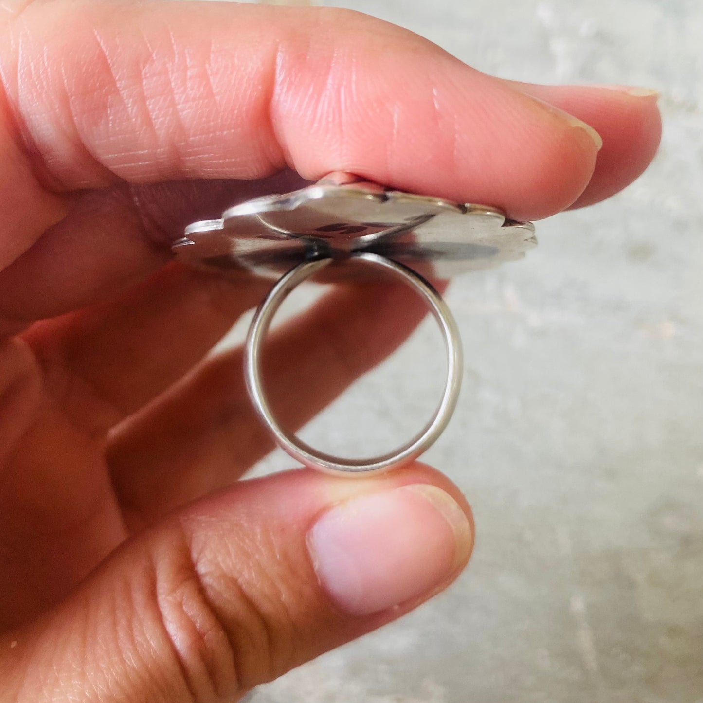 Navajo Glenn Livingston Sterling Silver & Turquoise Shadowbox Ring