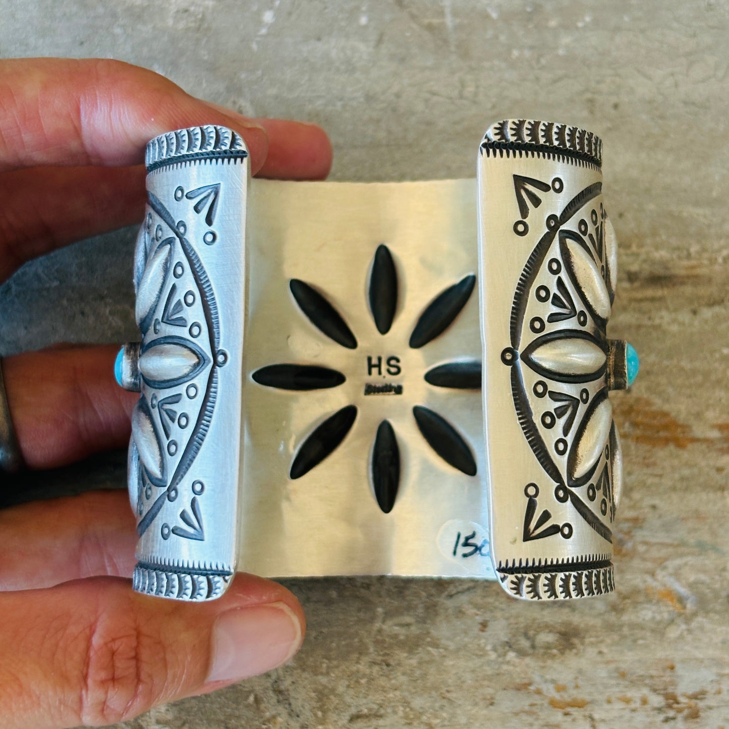 Navajo Herman Smith Sterling Silver & Turquoise Cuff
