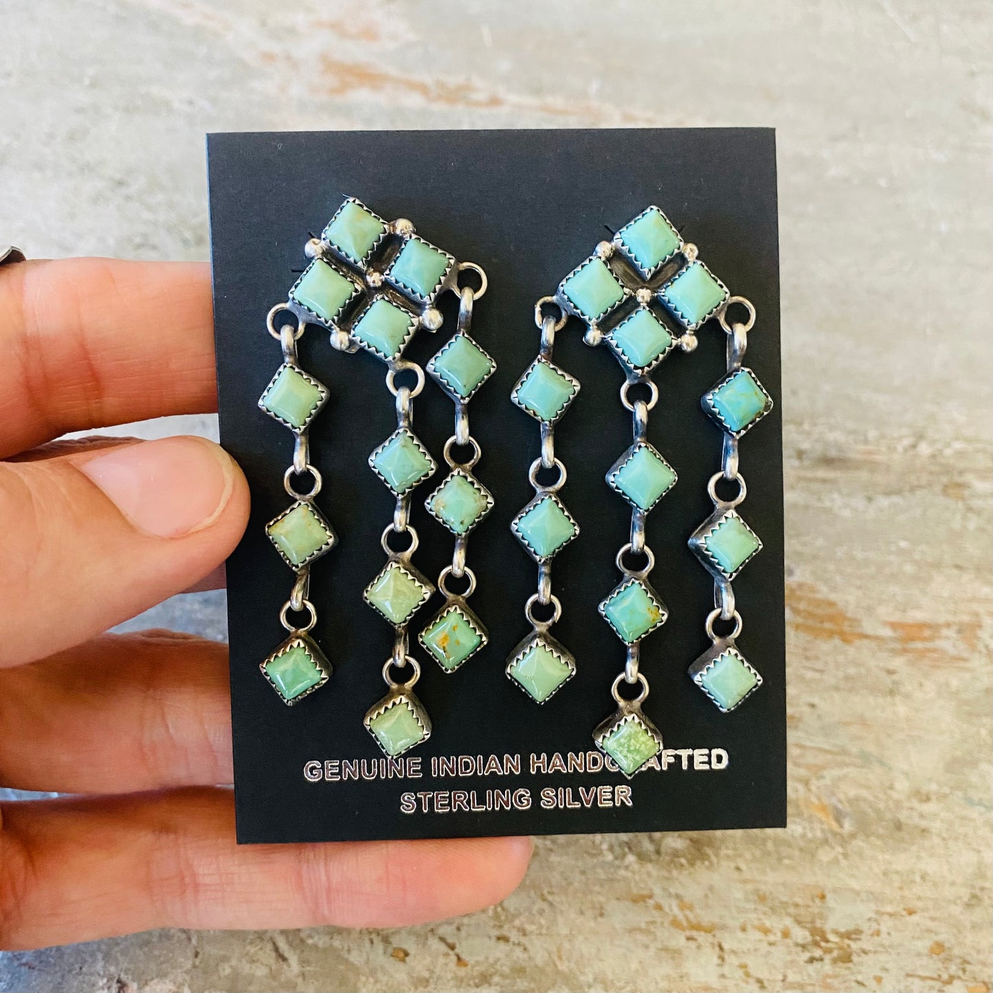 Navajo Julia Etsitty Sterling Silver & Green Turquoise Statement Earrings