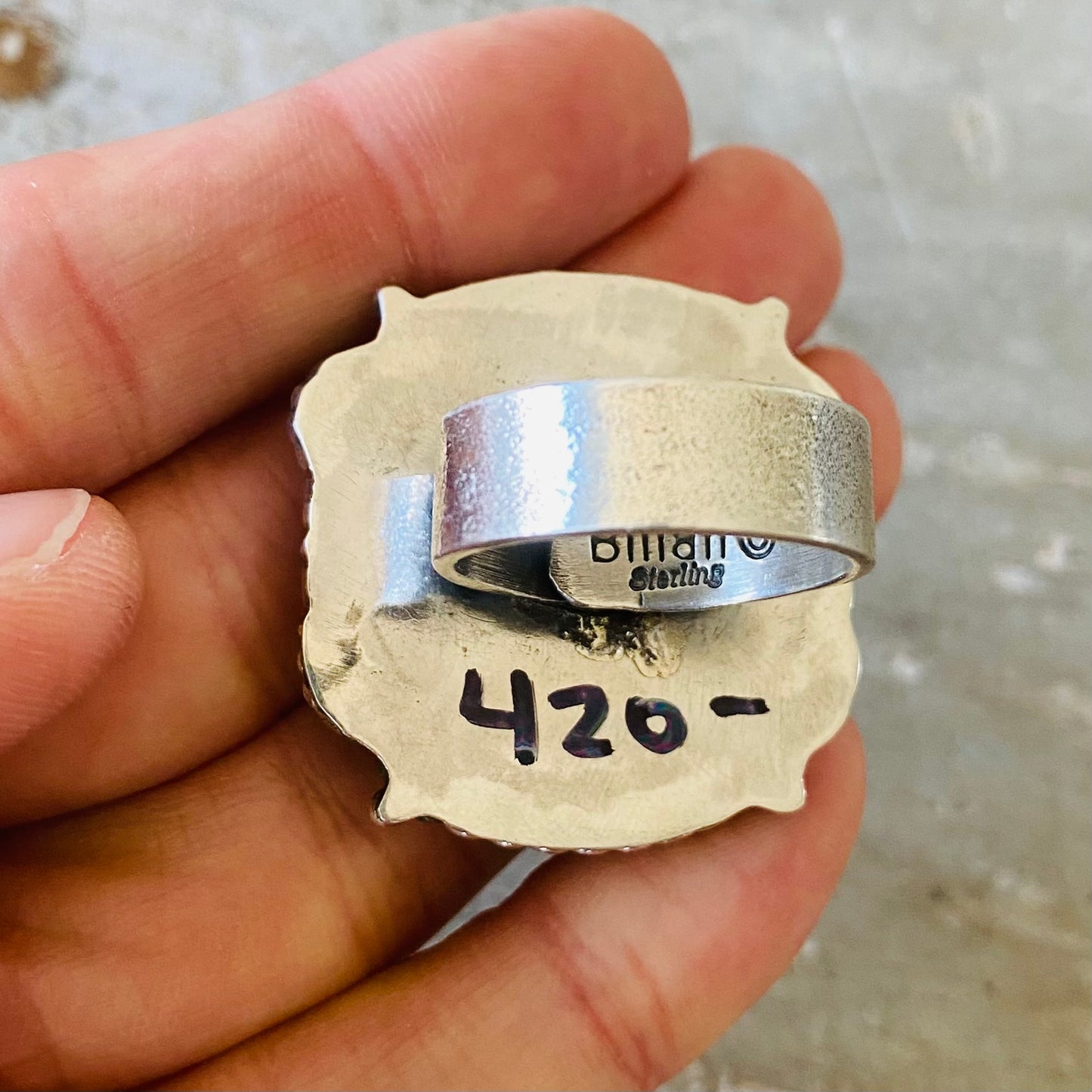 Navajo Kindale Billah Sterling Silver & Blue Lab Opal Floral Ring
