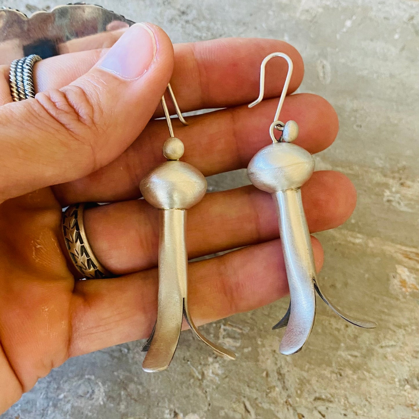 Navajo Derrick Cadman Sterling Silver Blossom Earrings