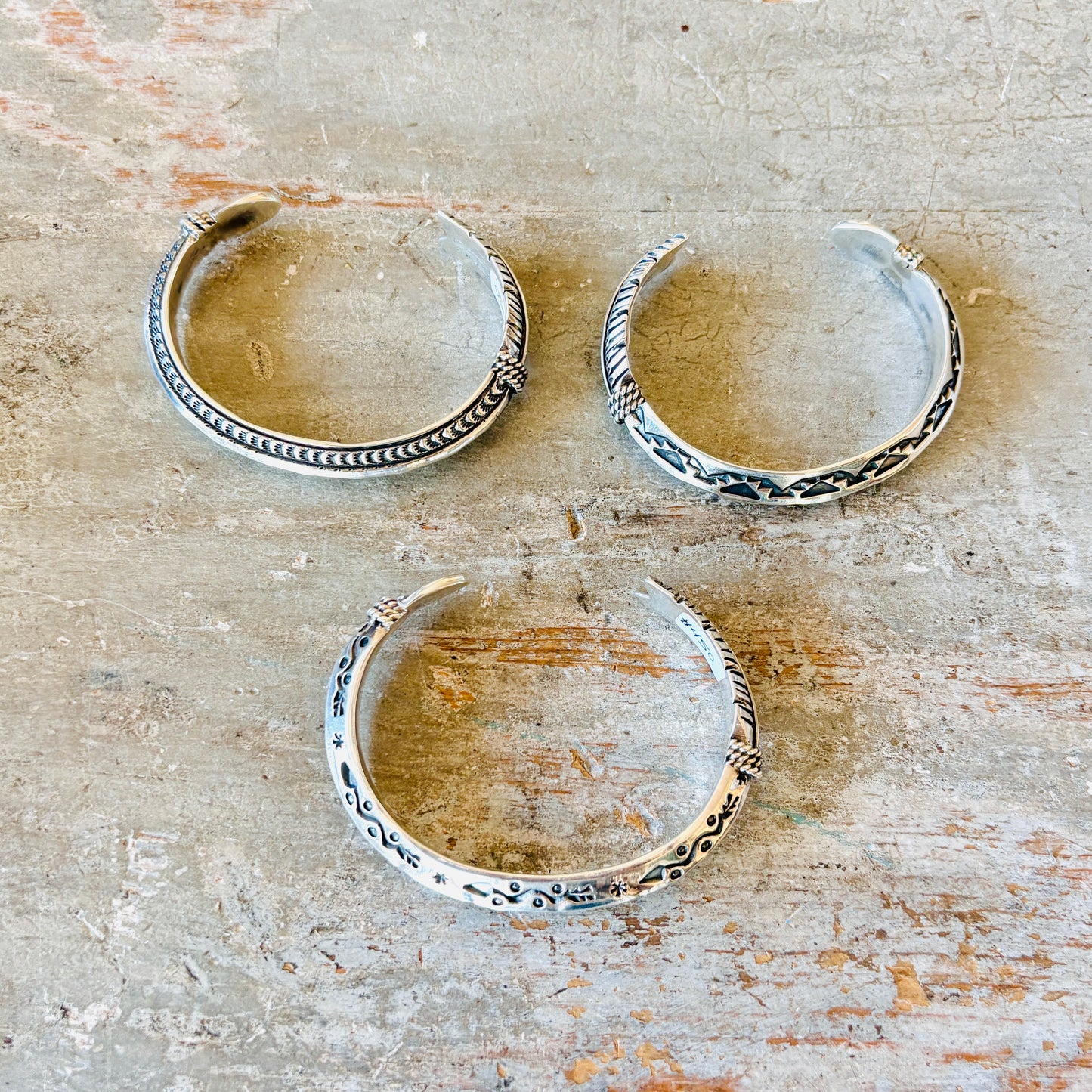 Navajo Delayne Reeves Sterling Silver Carinated Arrow Cuffs