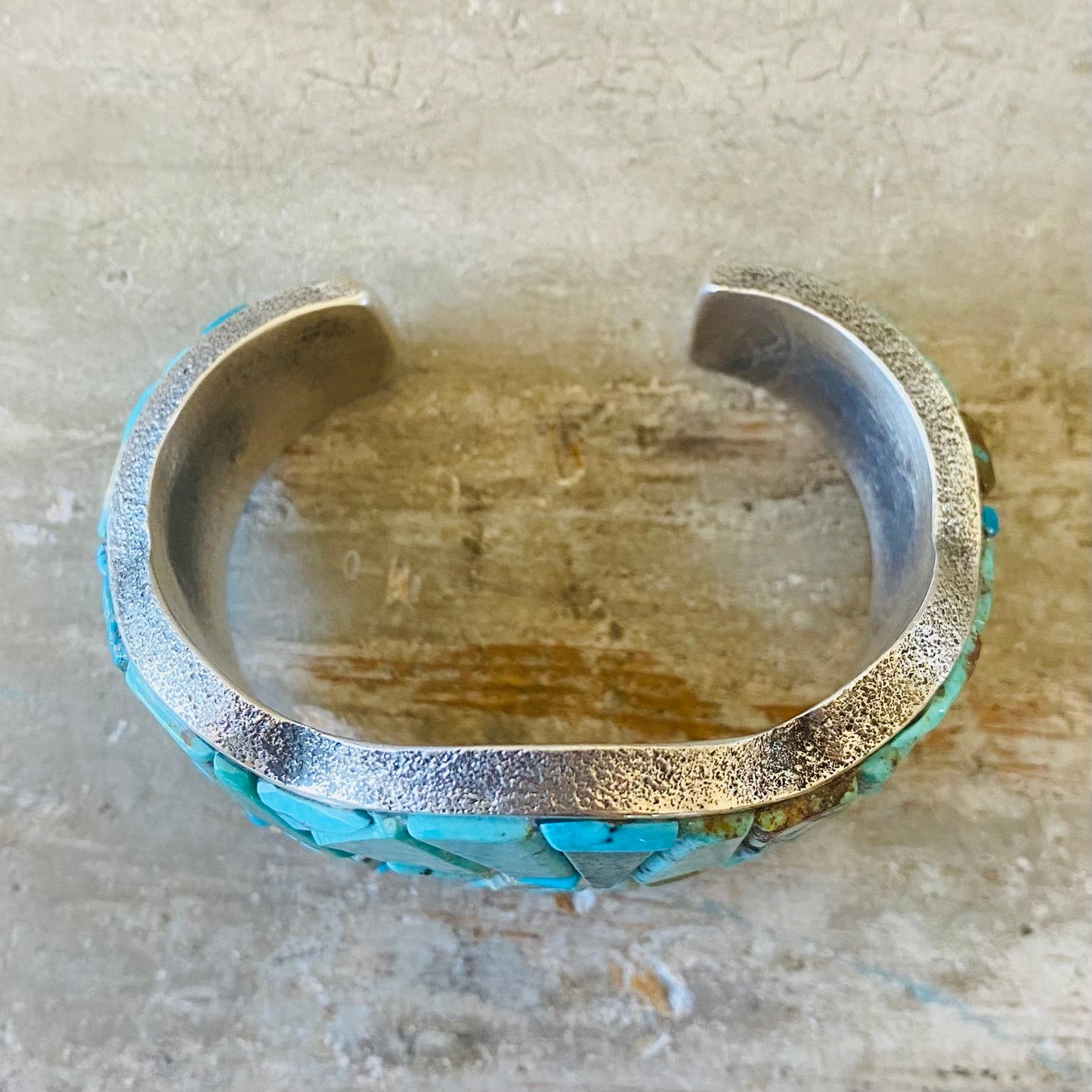 Navajo Lester James Sterling Silver & Turquoise Cobblestone Cuff