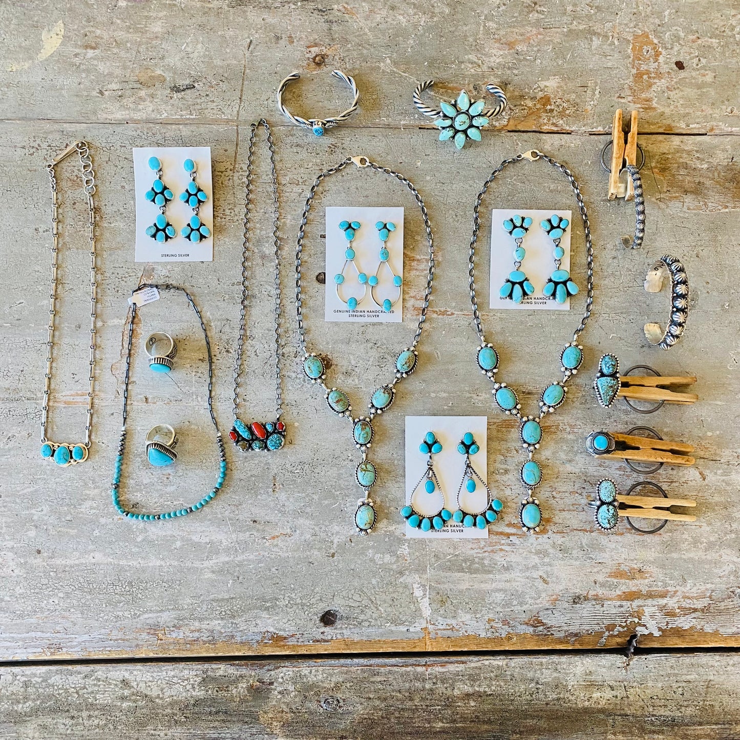 Navajo Dave Skeets Sterling Silver Red Coral & Turquoise Necklace