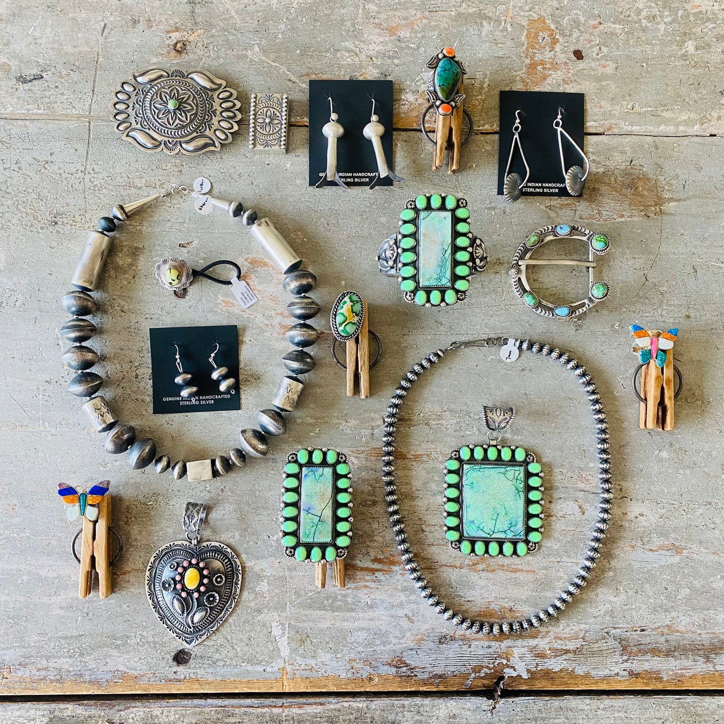 Navajo Myron Etsitty Sterling Silver & Sonoran Turquoise Belt Buckle Set
