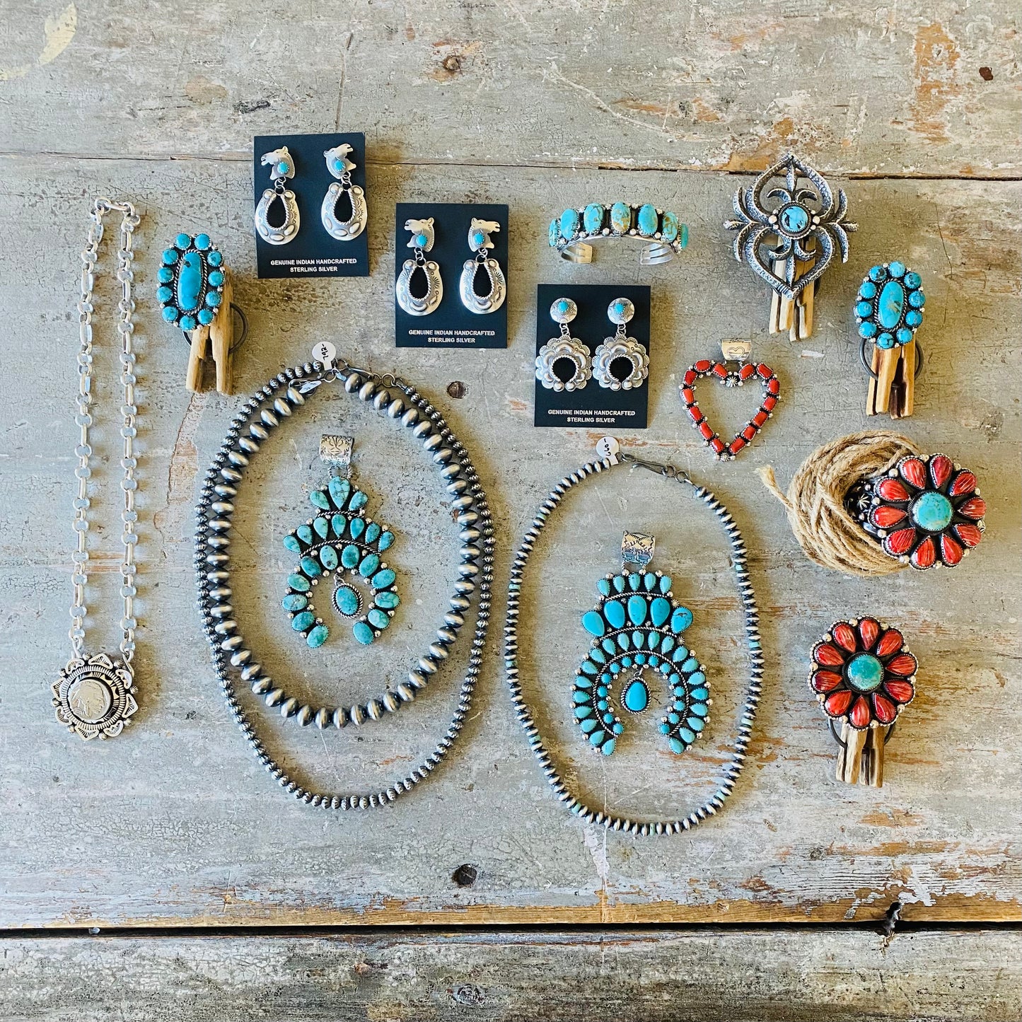 Navajo Eddie Secatero Sterling Silver Indian Head Nickel Statement Necklace