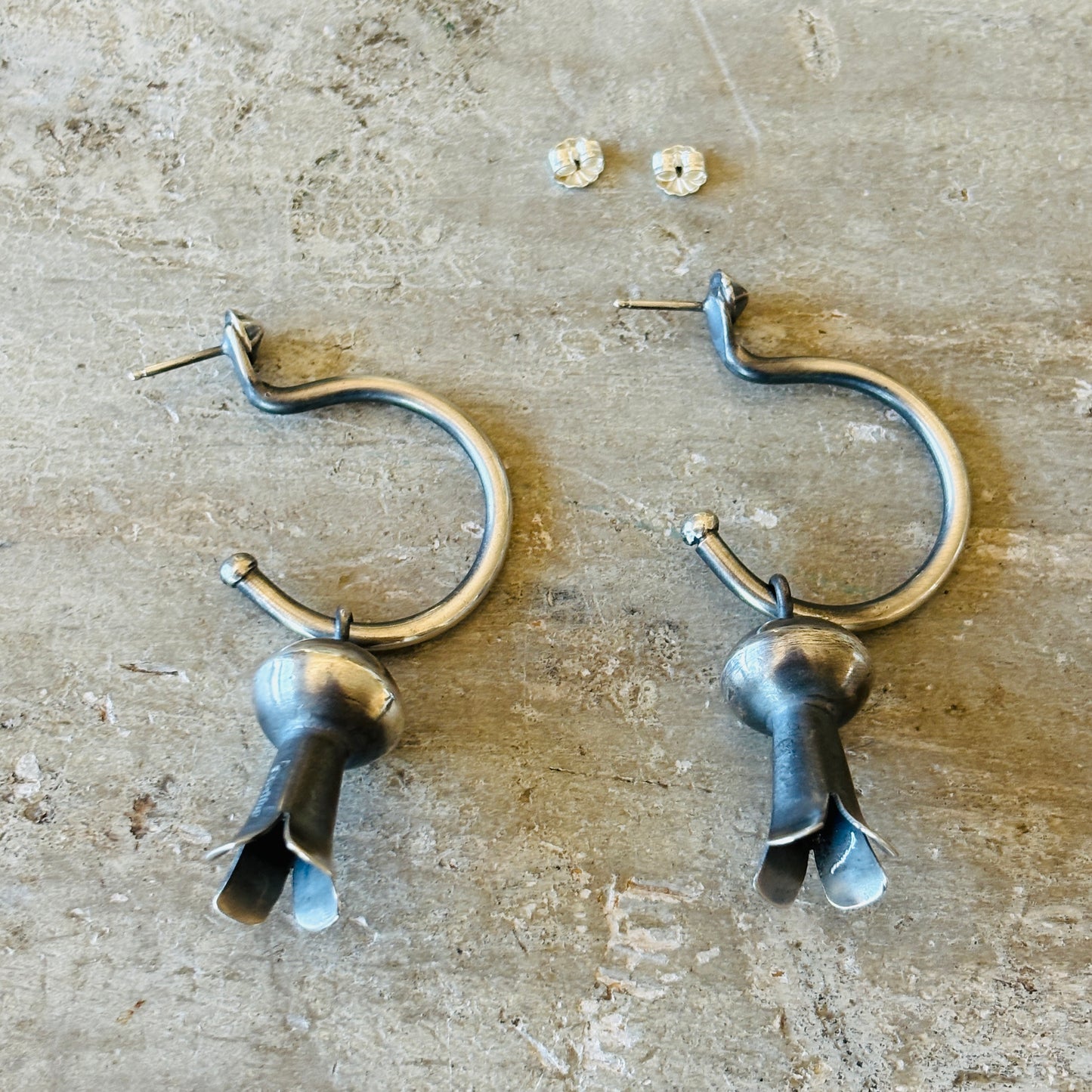 Navajo Gabriel Natan Sterling Silver Blossom Earrings