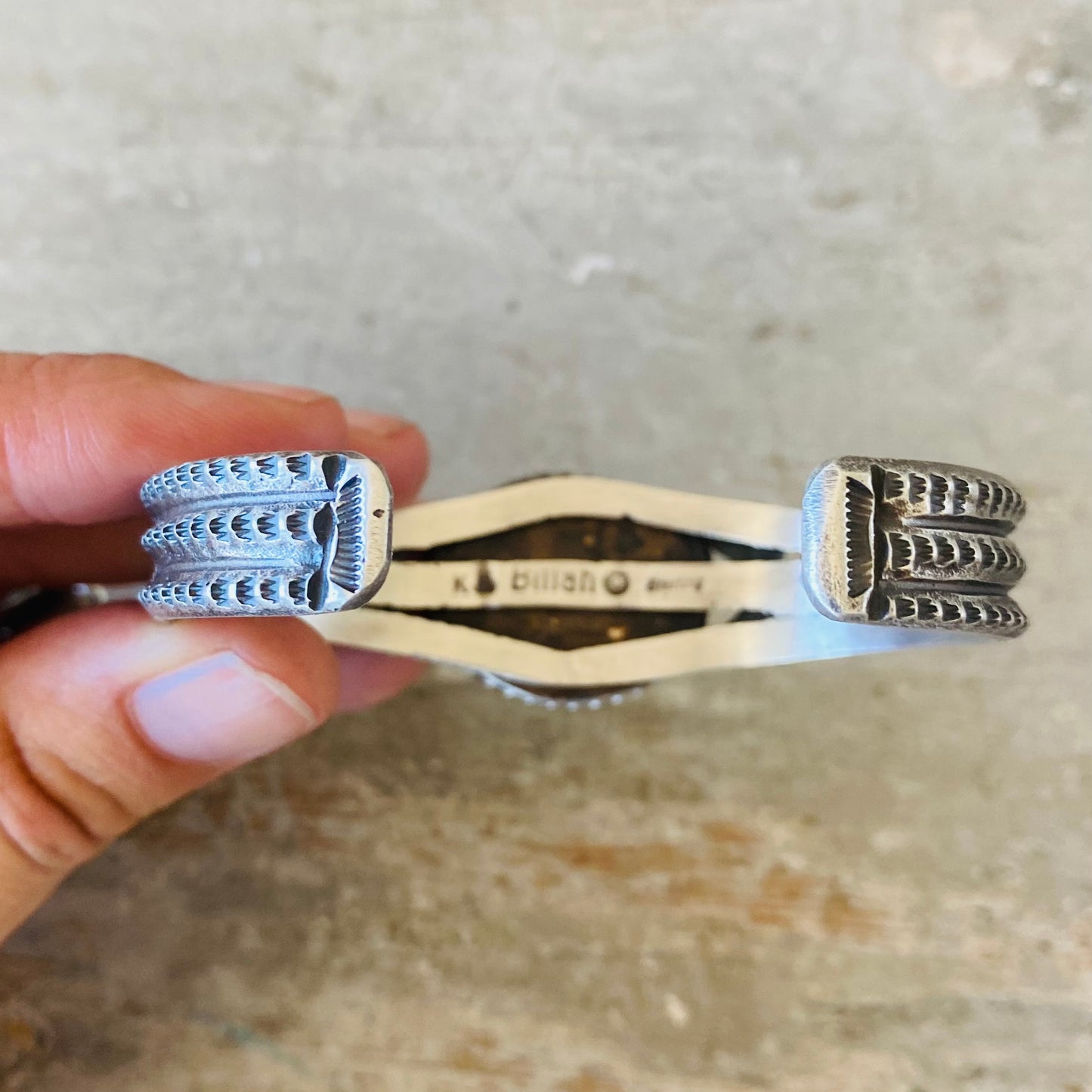 Navajo Kindale Billah Sterling Silver & Kingman Turquoise Stacker Cuff