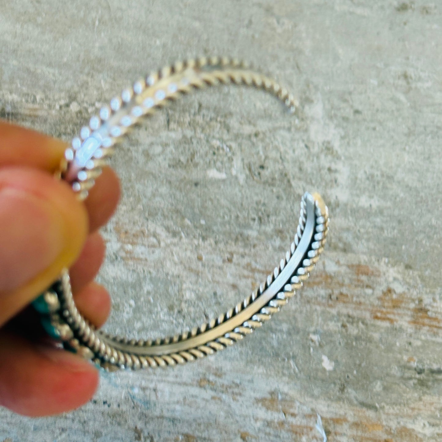 Navajo James King Sterling Silver & Turquoise Stacker Cuff
