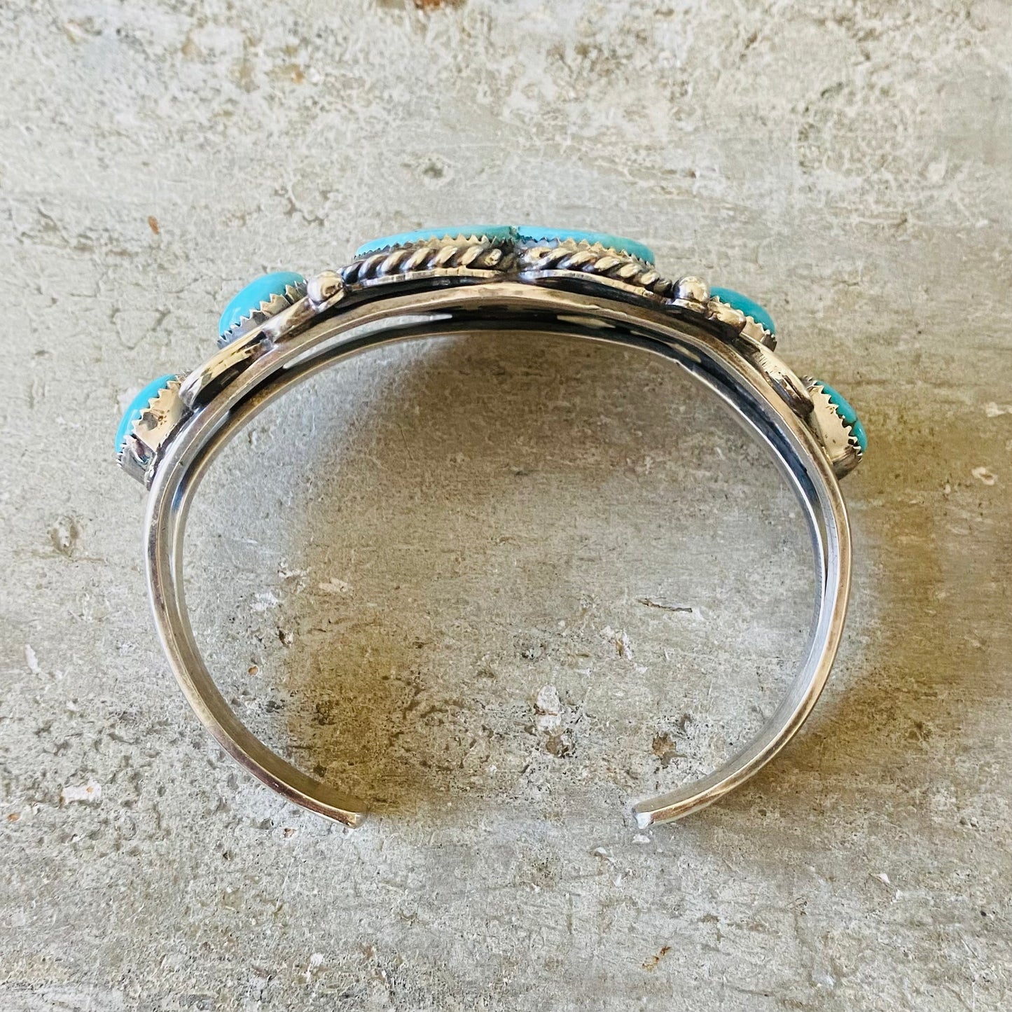 Navajo Lorenzo & Jerilyn Chee Sterling Silver & Campitos Turquoise Heart Cuff