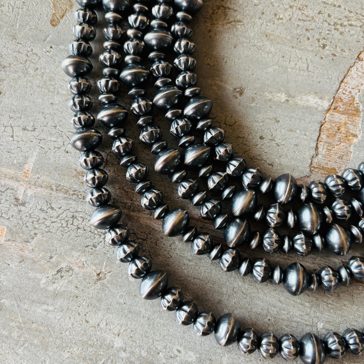 Navajo Austin Haley Sterling Silver 5mm - 9mm - 10mm Handmade Pearls Necklaces