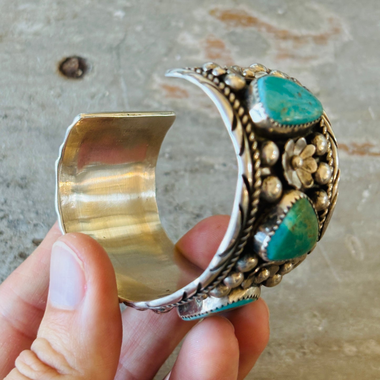 Navajo Jimmie Yazzie Sterling Silver & Royston Turquoise Stacker Cuff