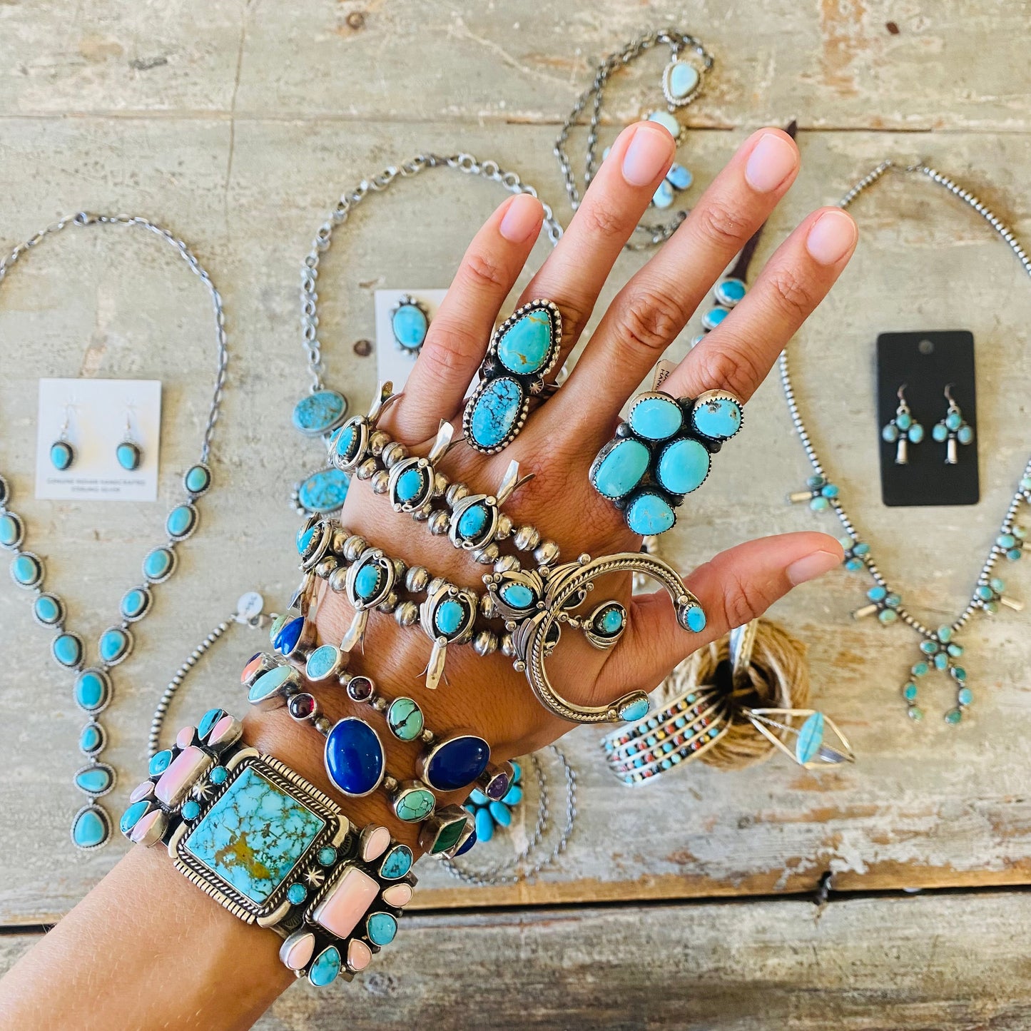 Navajo Eli Skeets Sterling Silver & Sonoran Gold Turquoise Statement Necklace - Earrings