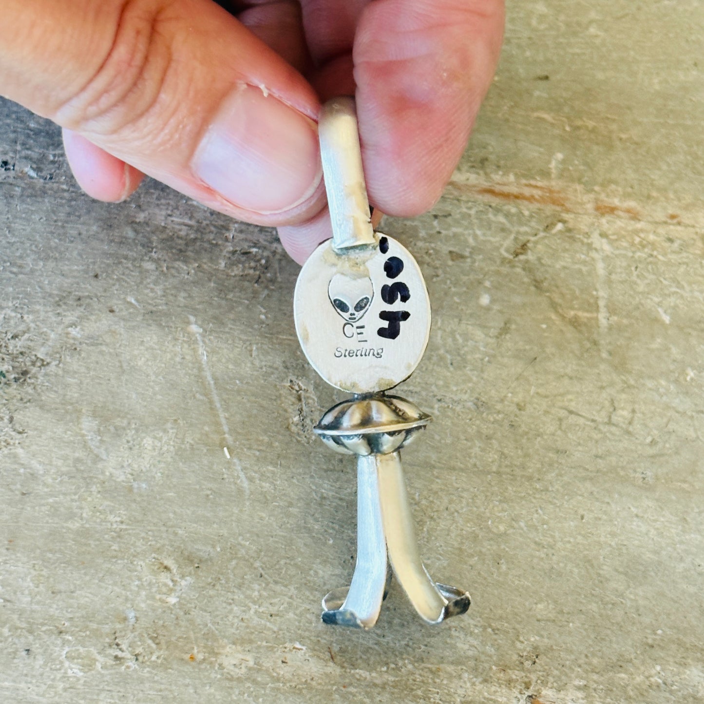 Navajo Chris Etsitty Sterling Silver & Bisbee Turquoise Blossom Pendant