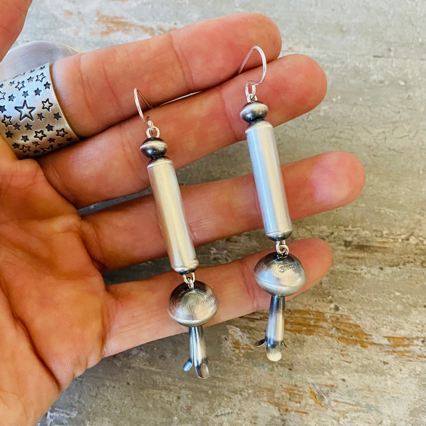 Navajo Tonisha Haley Sterling Silver Blossom Earrings