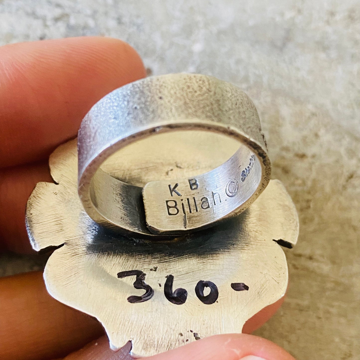 Navajo Kindale Billah Sterling Silver & Orange Spiny Oyster Ring