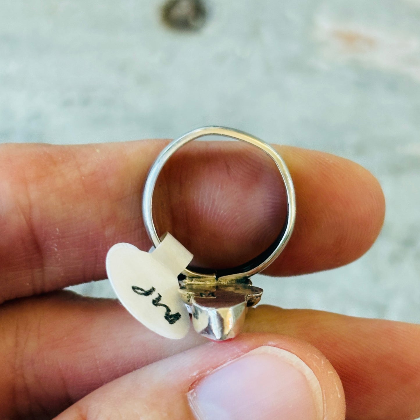 Navajo Mildred Parkhurst Sterling Silver & Red Coral Heart Ring