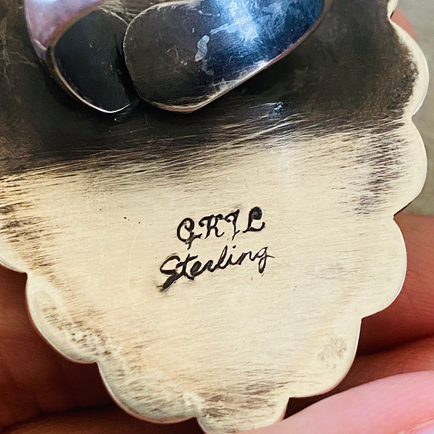 Navajo Glenn Livingston Sterling Silver & Turquoise Shadowbox Ring