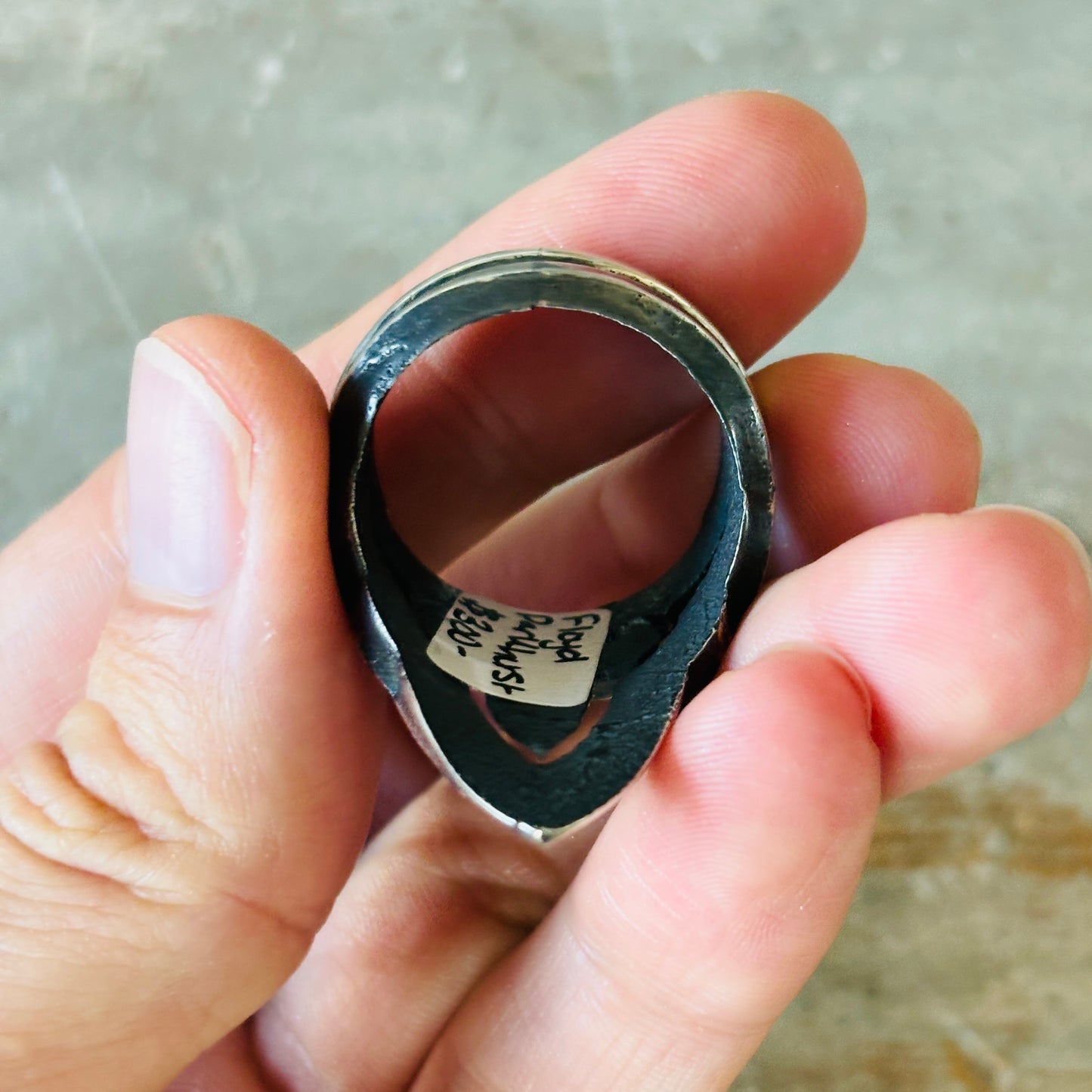Navajo Floyd Parkhurst Sterling Silver Tufa Cast Ring