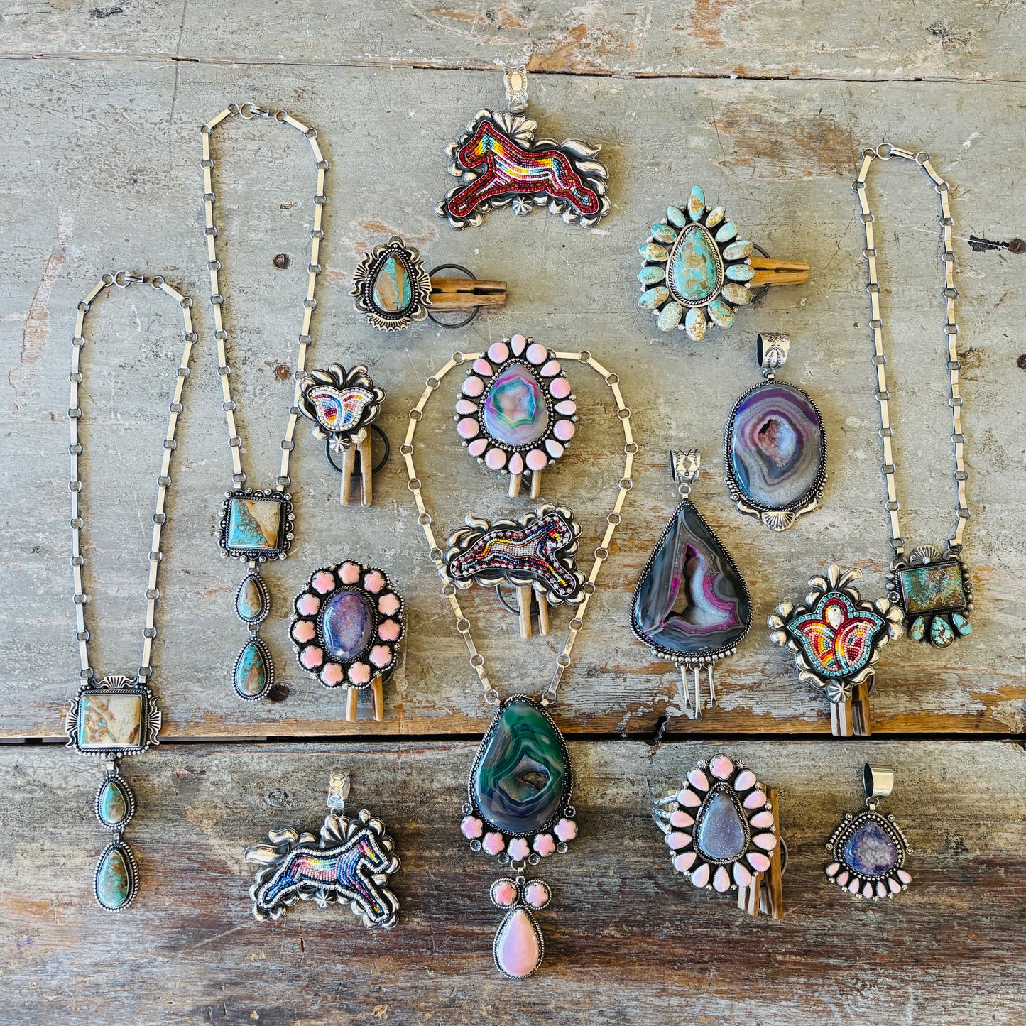 New Navajo Hemerson Brown Sterling Silver & Druzy Pendant