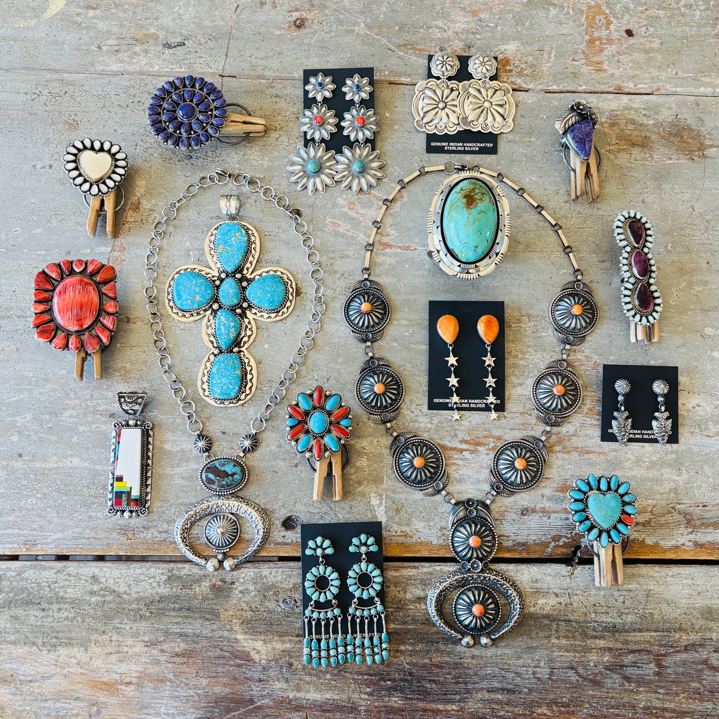 Navajo Hemerson Brown Sterling Silver & Egyptian Turquoise Naja Necklace