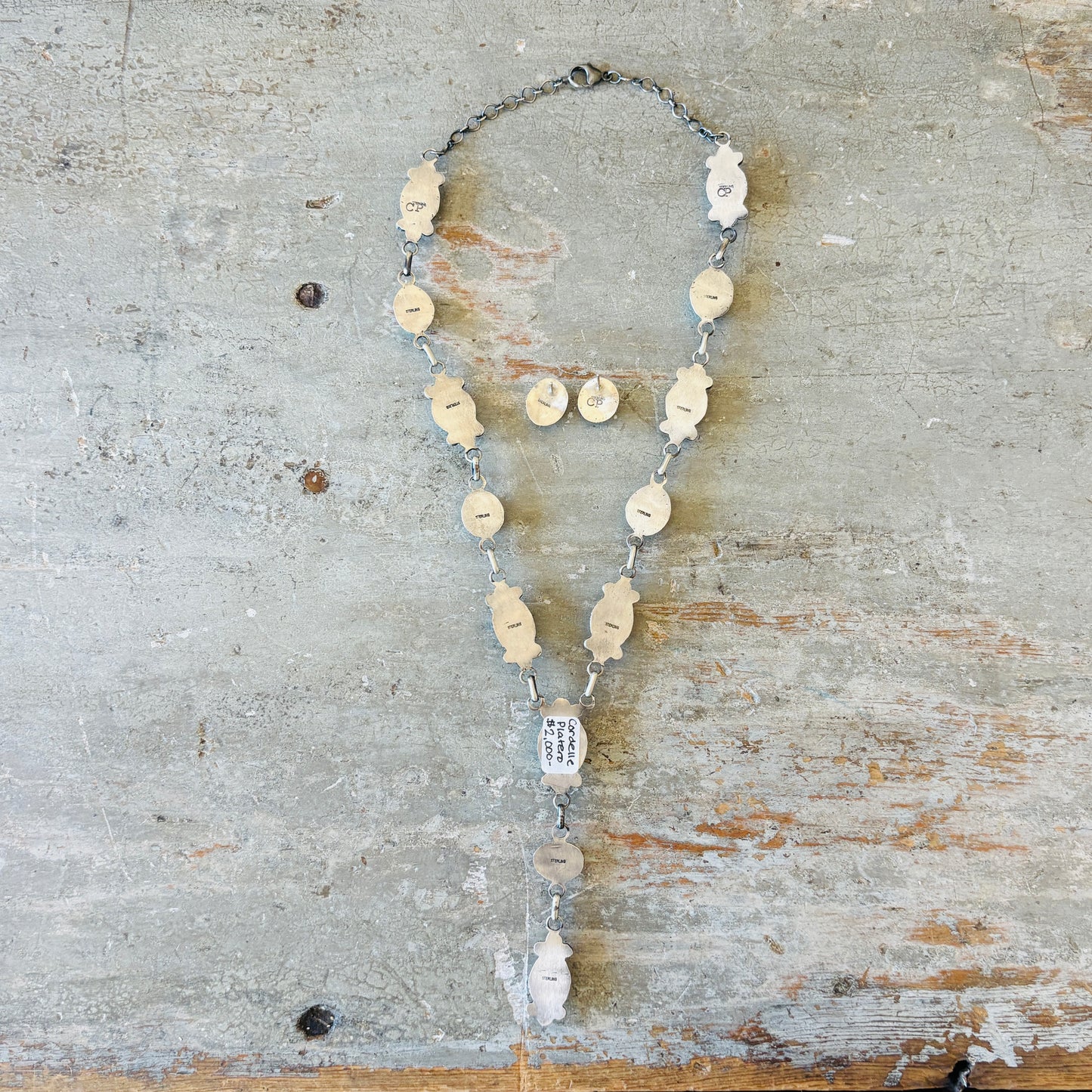 Navajo Cordelle Platero Sterling Silver & Egyptian Turquoise Lariat Necklace