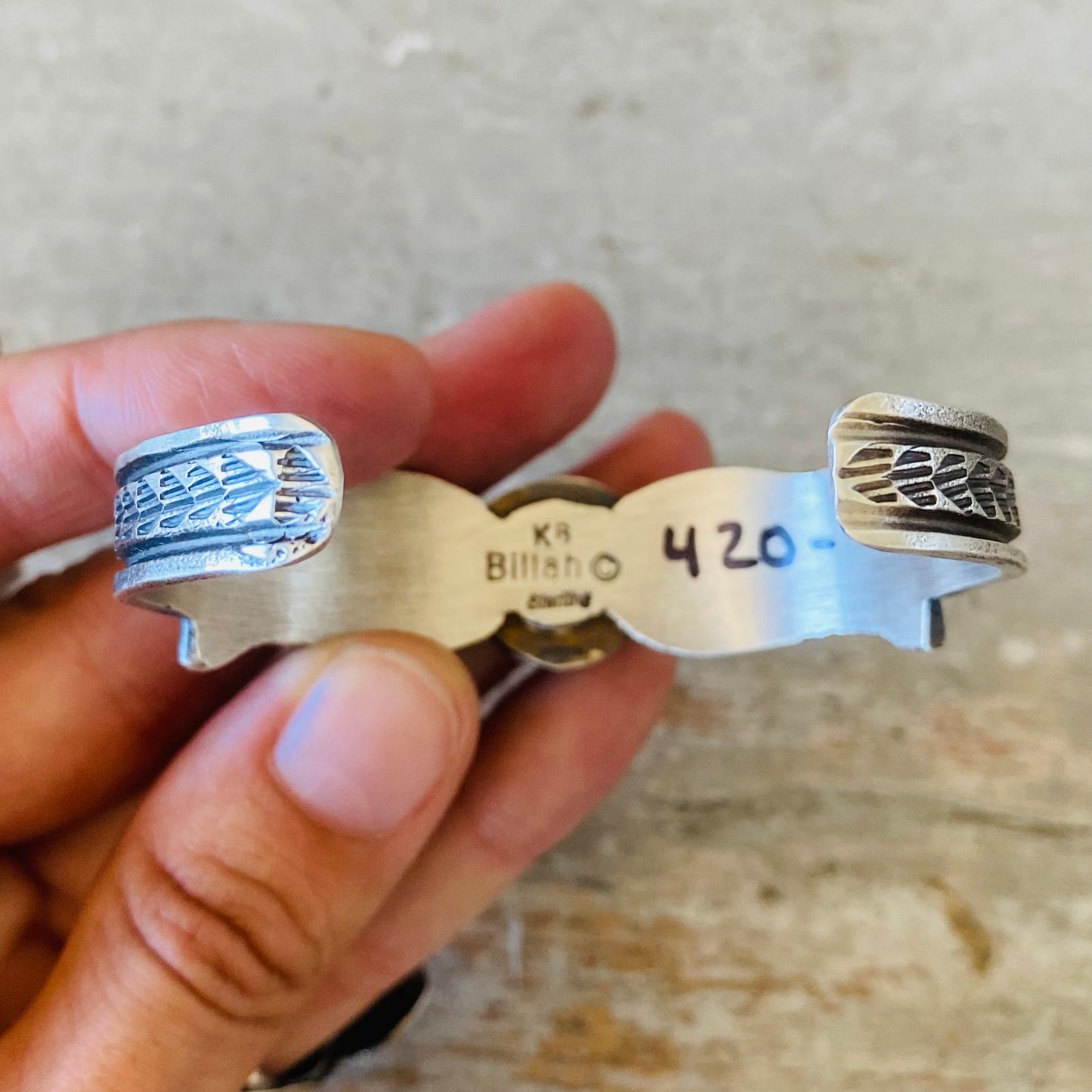 Navajo Kindale Billah Sterling Silver & Kingman Turquoise Stacker Cuff