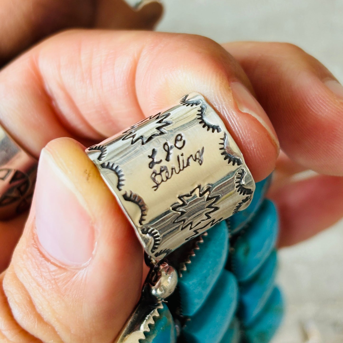 Navajo Lorenzo & Jerilyn Chee Sterling Silver & Kingman Turquoise Statement Pendant
