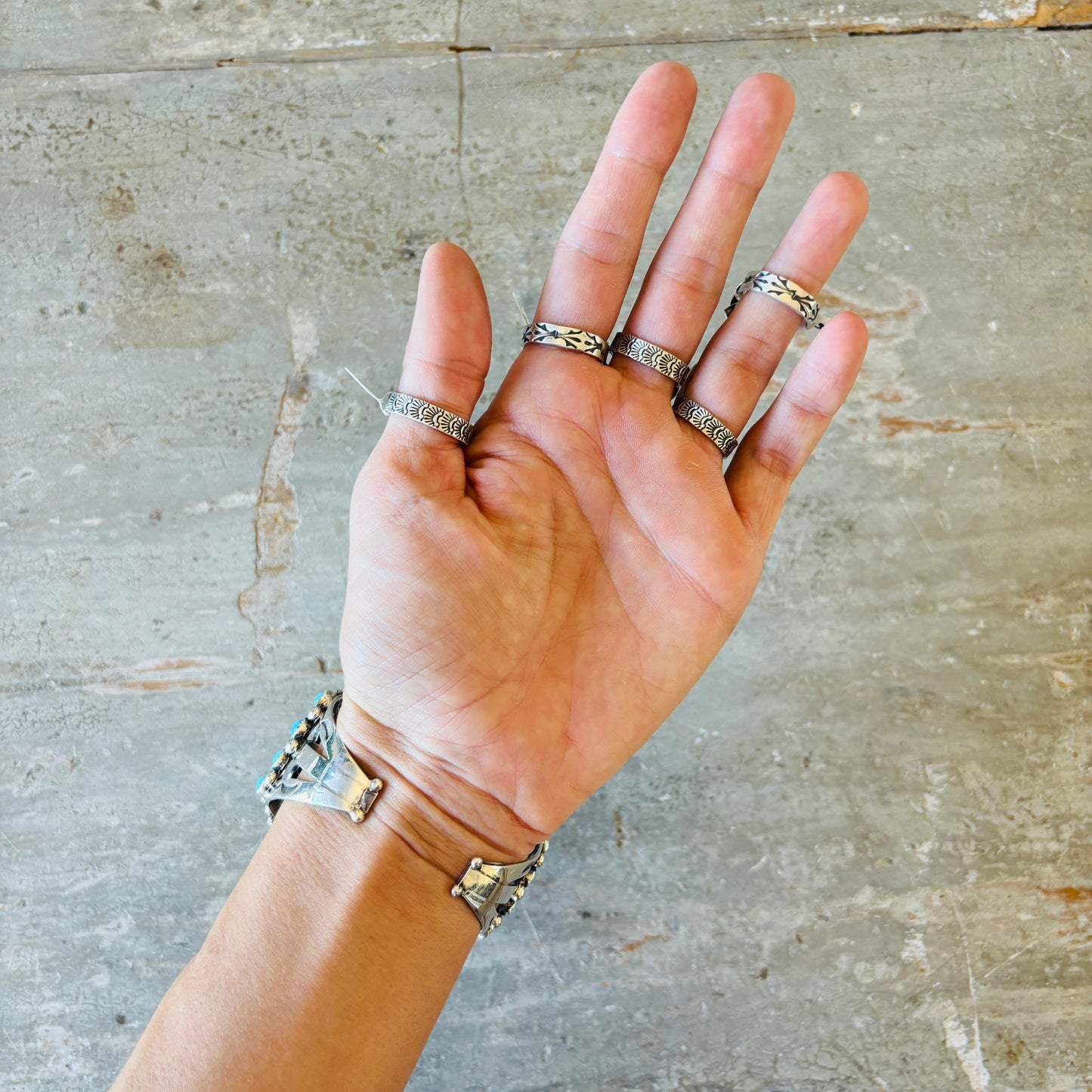 Navajo Chris Etsitty Sterling Silver Rose Rings
