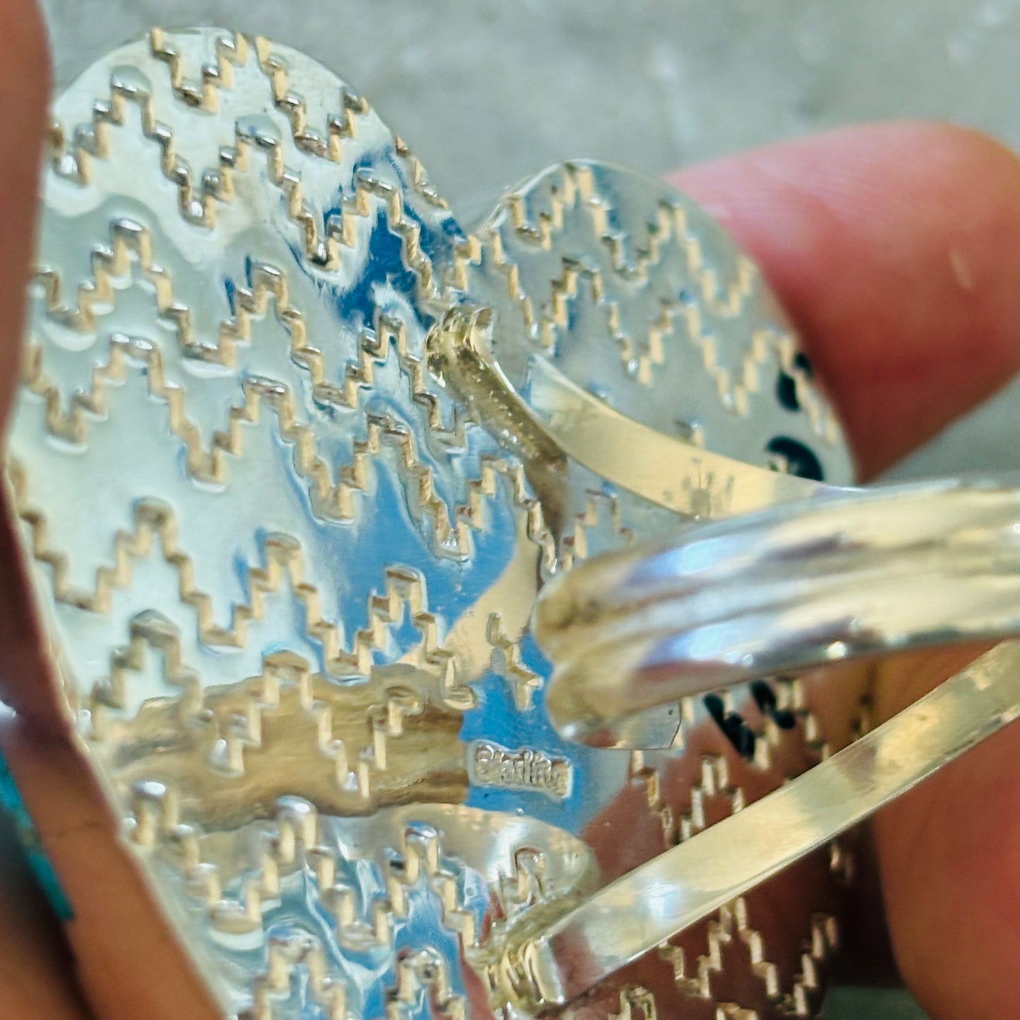 Navajo Langston Thompson Sterling Silver & Kingman Turquoise Heart Ring