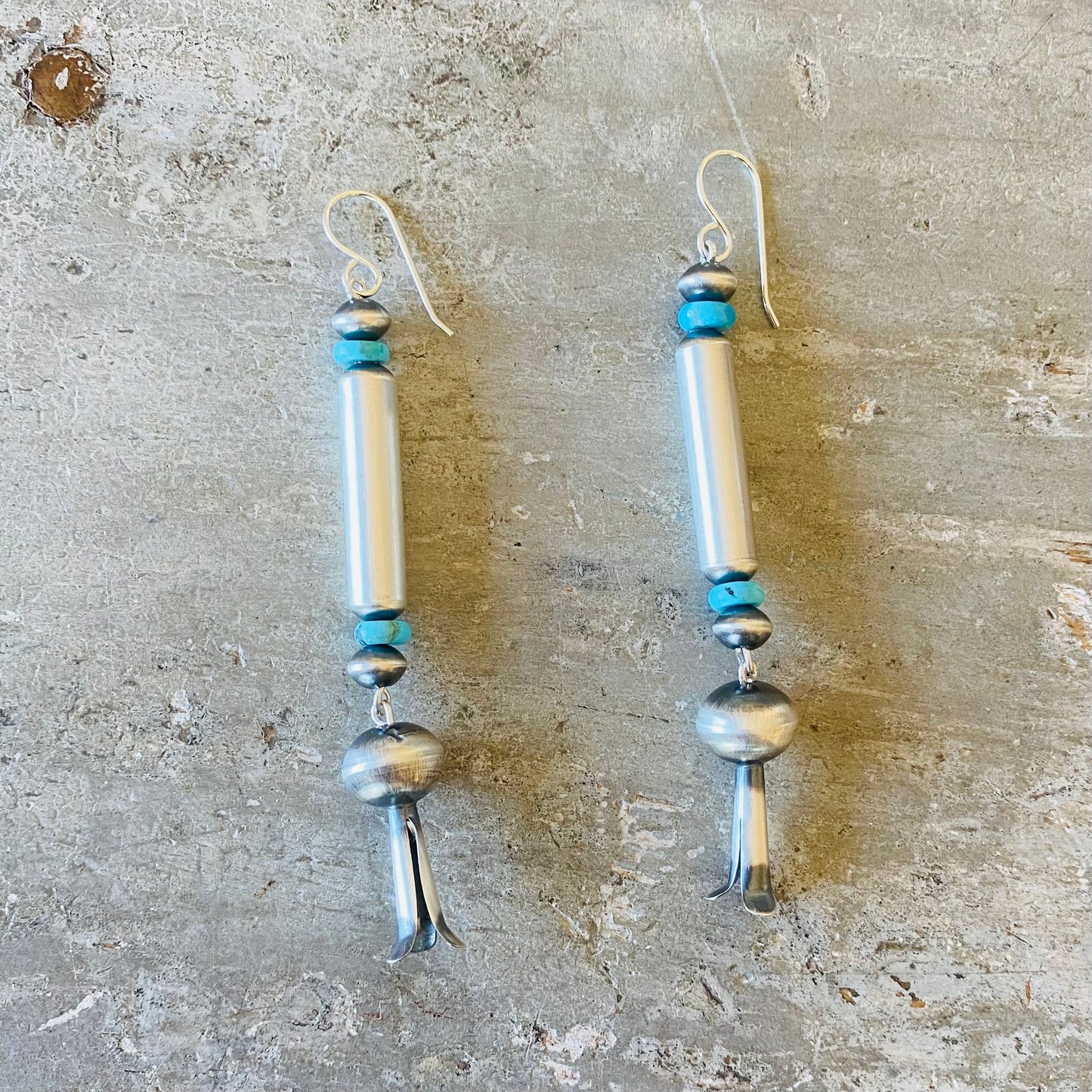 Navajo Tonisha Haley Sterling Silver & Turquoise Blossom Earrings