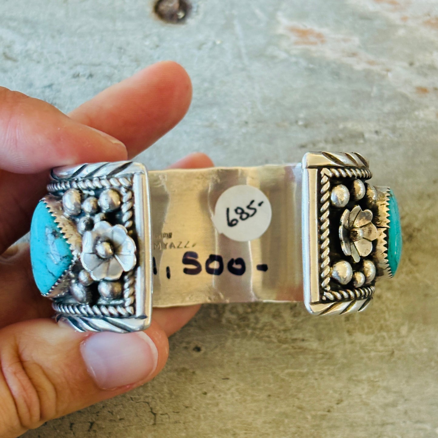 Navajo Jimmie Yazzie Sterling Silver & Royston Turquoise Stacker Cuff