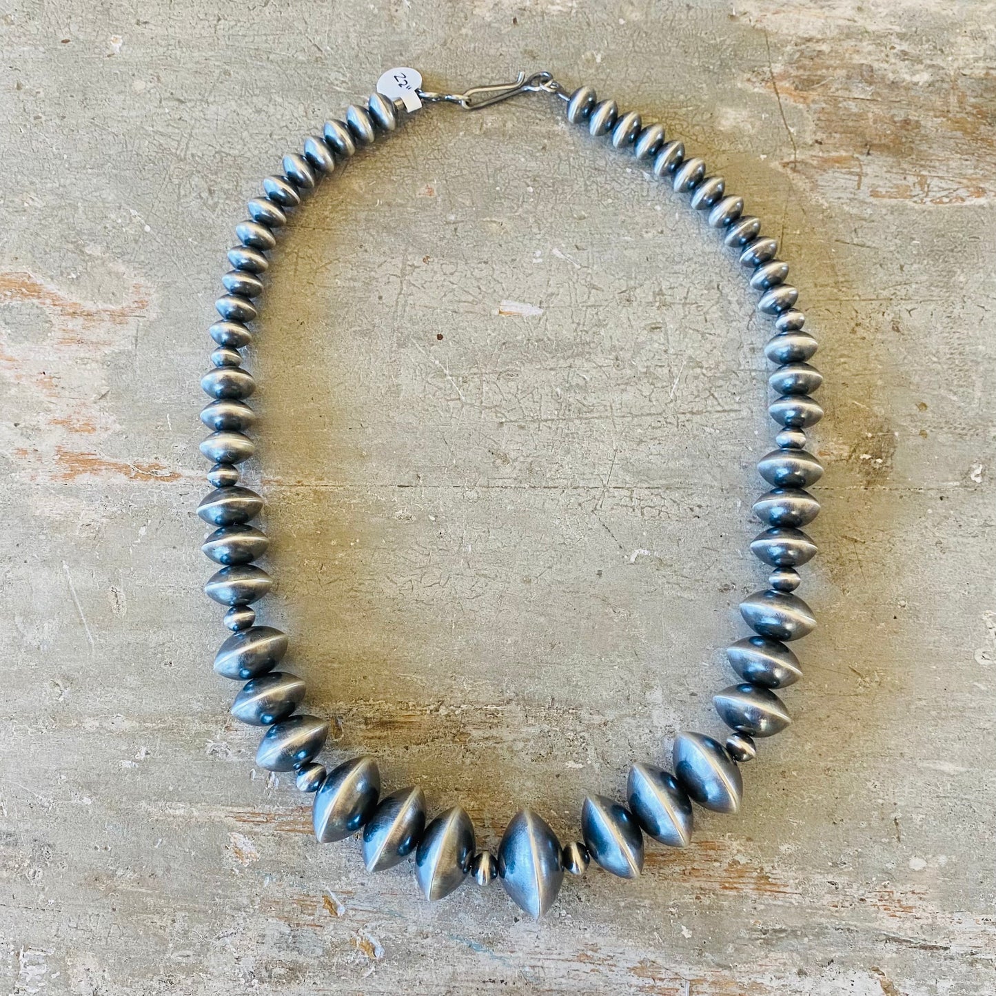 Navajo Tonisha Haley Sterling Silver Fancy Graduated Handmade Pearls Necklace
