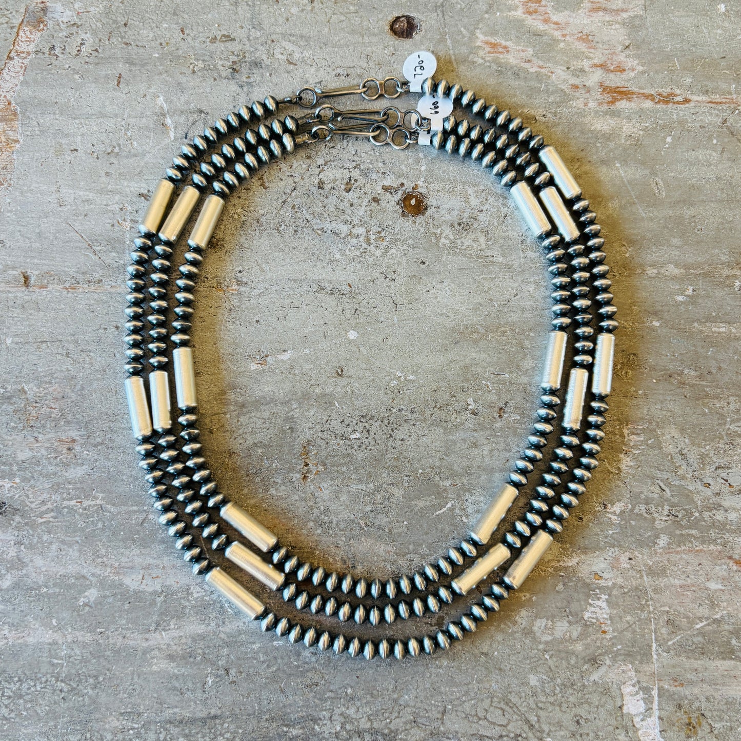 Navajo Tonisha Haley Sterling Silver 6.5mm - Tube Beads Handmade Pearls Necklace