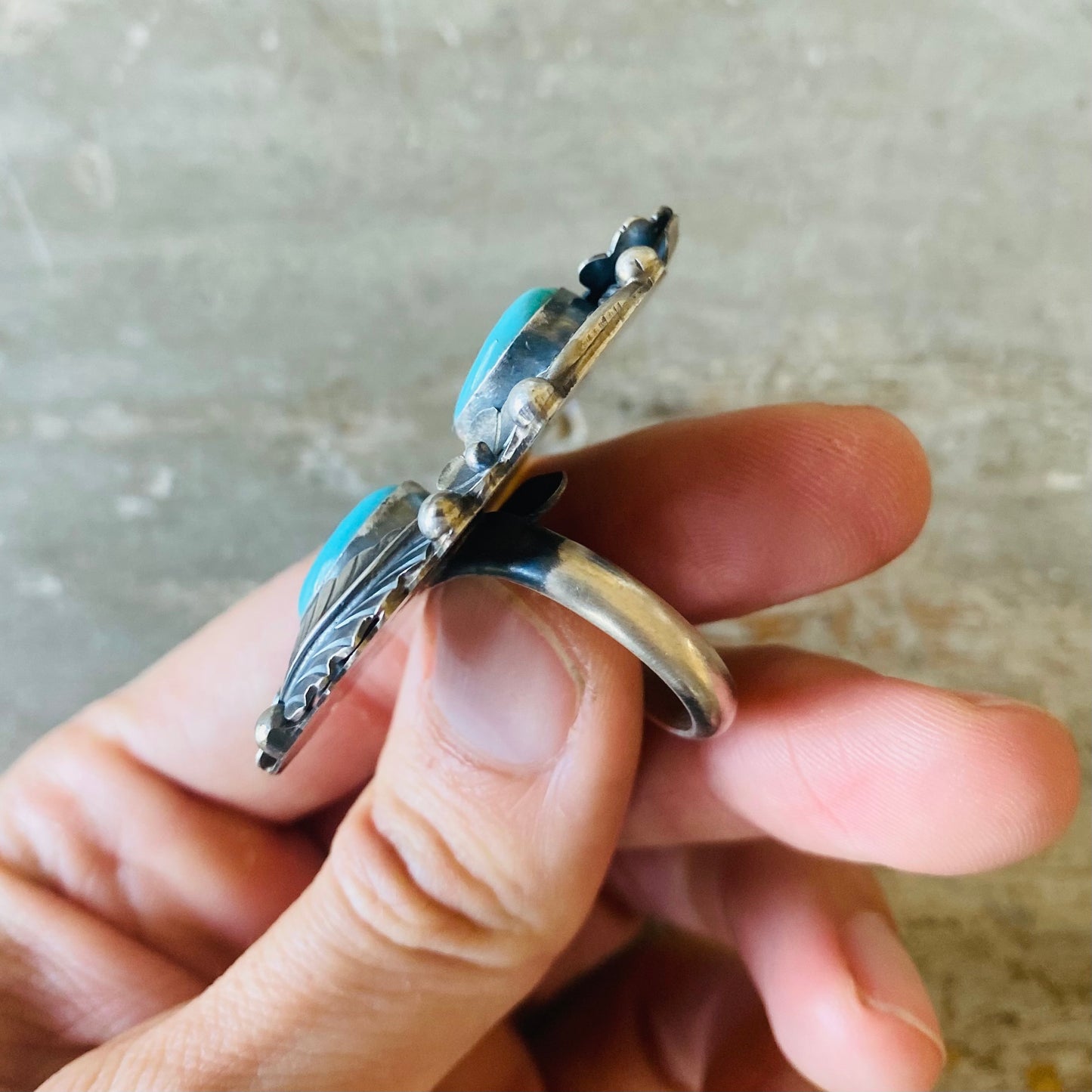 Navajo Wilson Dawes Sterling Silver & Turquoise Ring