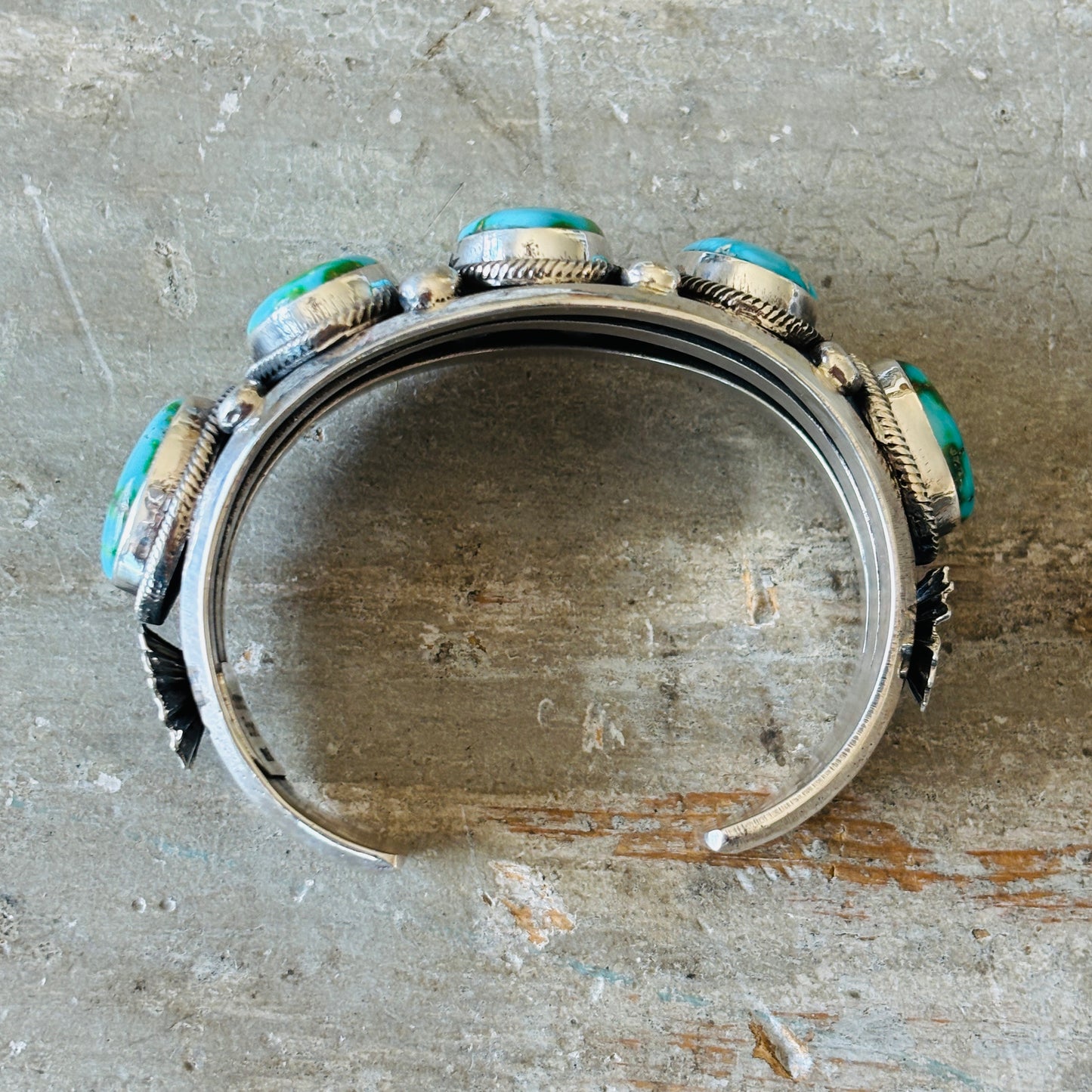 Navajo Hemerson Brown Sterling Silver & Sonoran Turquoise Statement Cuff